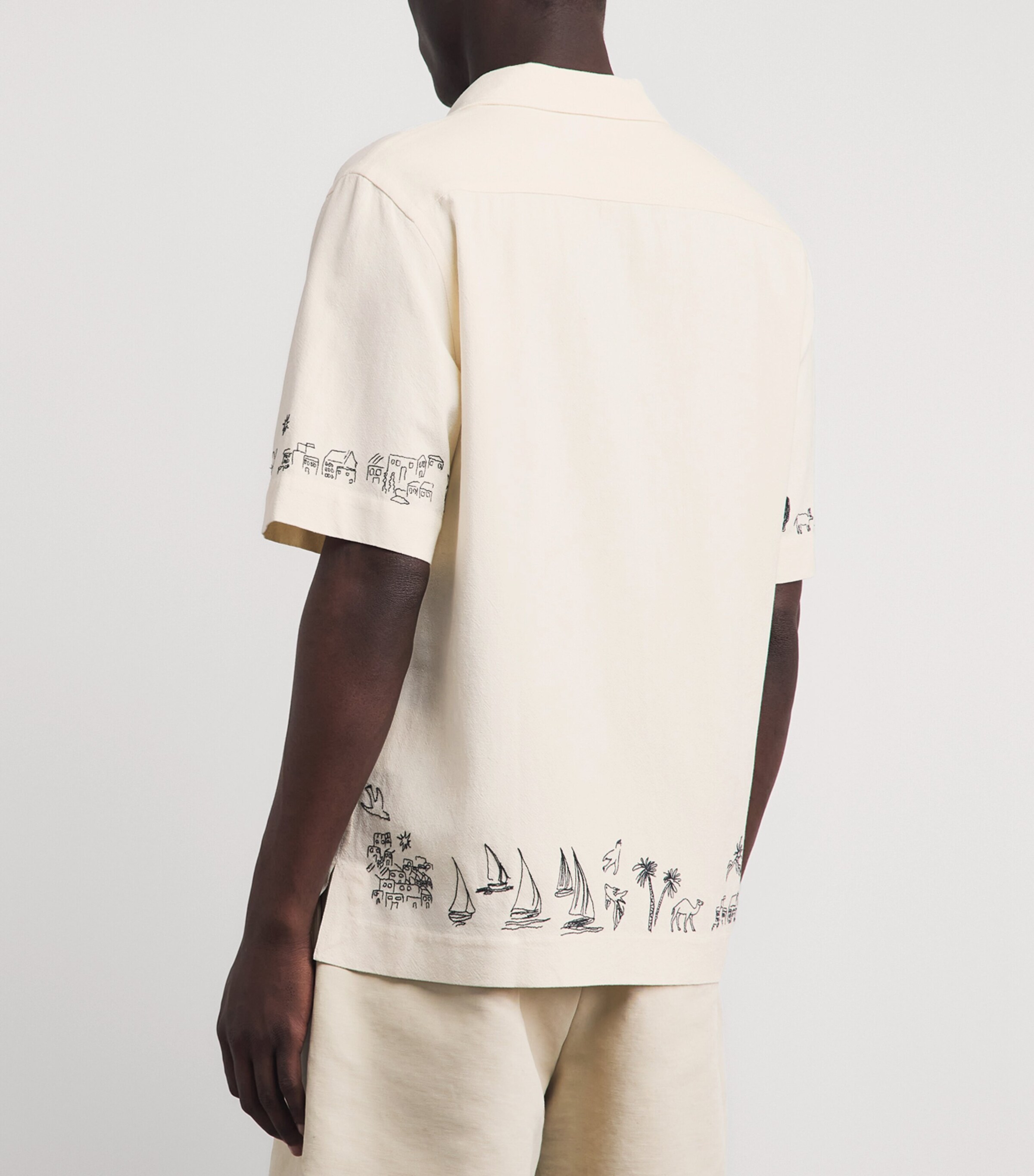 Paul Smith Mens Embroidered Short-Sleeve Shirt White Image 5