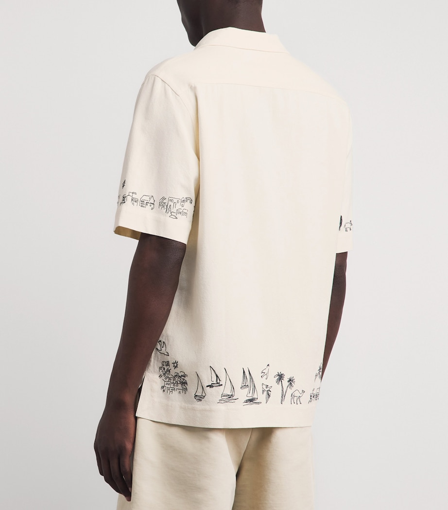 Paul Smith Mens Embroidered Short-Sleeve Shirt White Image 5