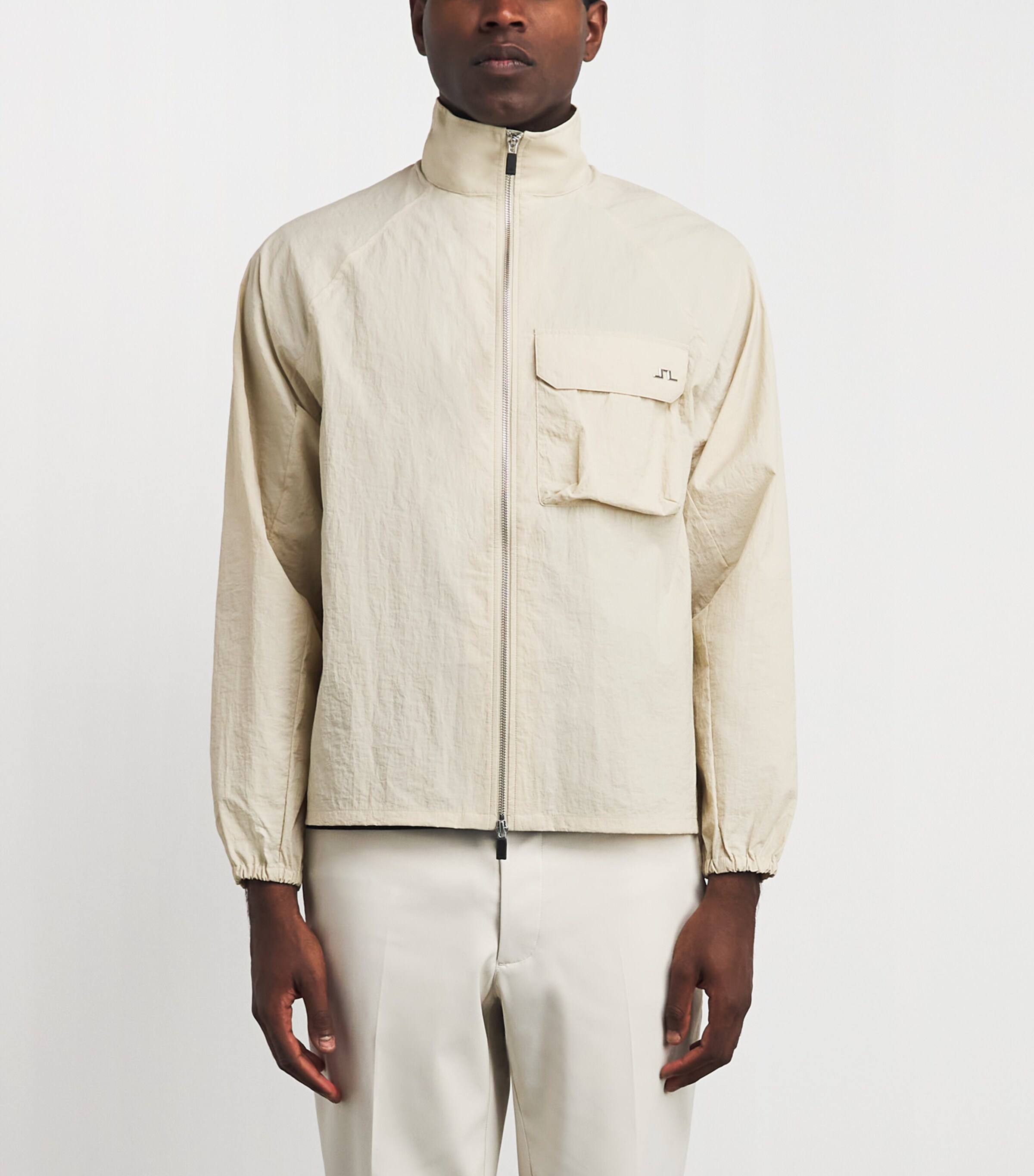 J Lindeberg Mens Gian Crinkle Zip Overshirt Moonbeam Image 4