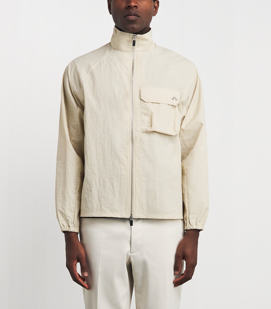 J Lindeberg Mens Gian Crinkle Zip Overshirt Moonbeam Image 4