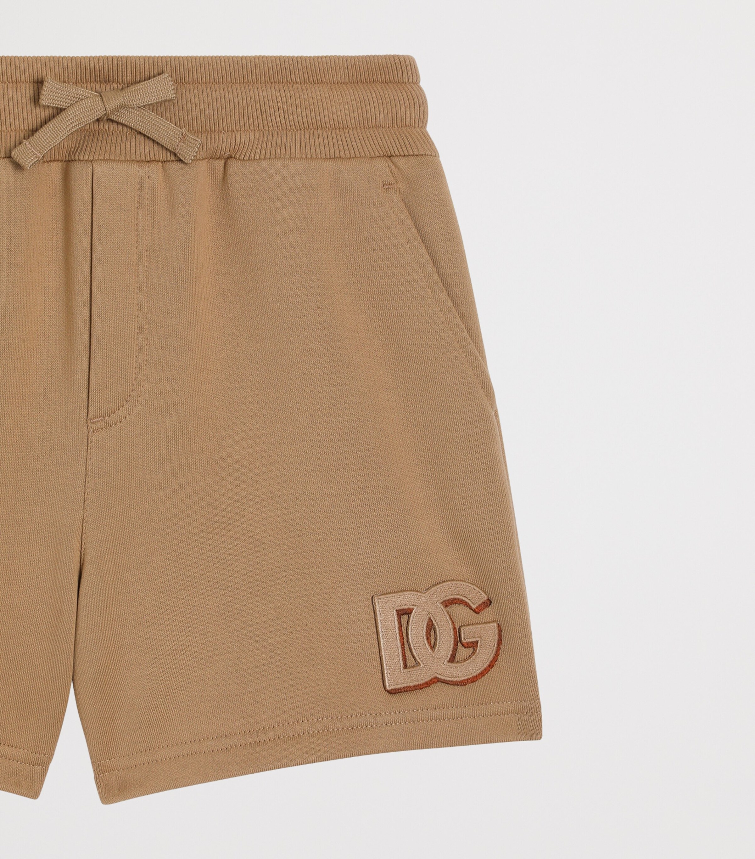 Dolce&Gabbana Kids Cotton Logo Sweatshorts (8-12+ Years) Dark Sand Image 4