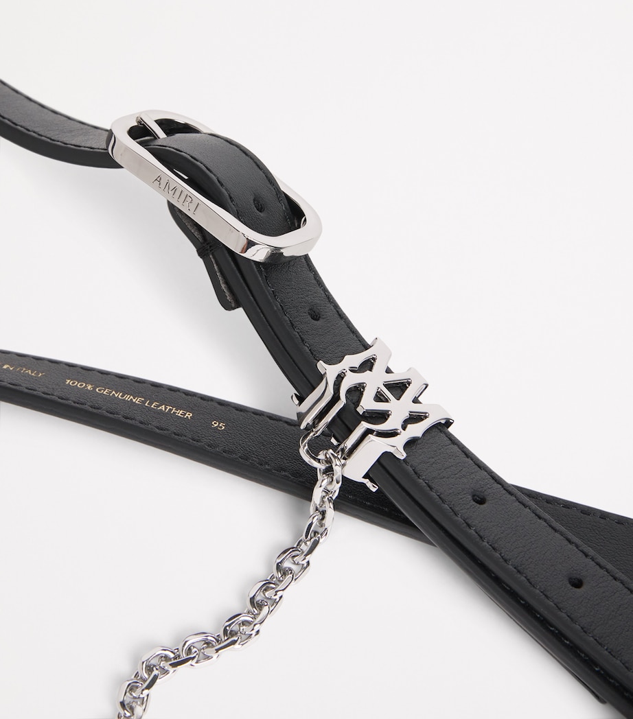 AMIRI Leather Chain Belt Black Nickel Image 6