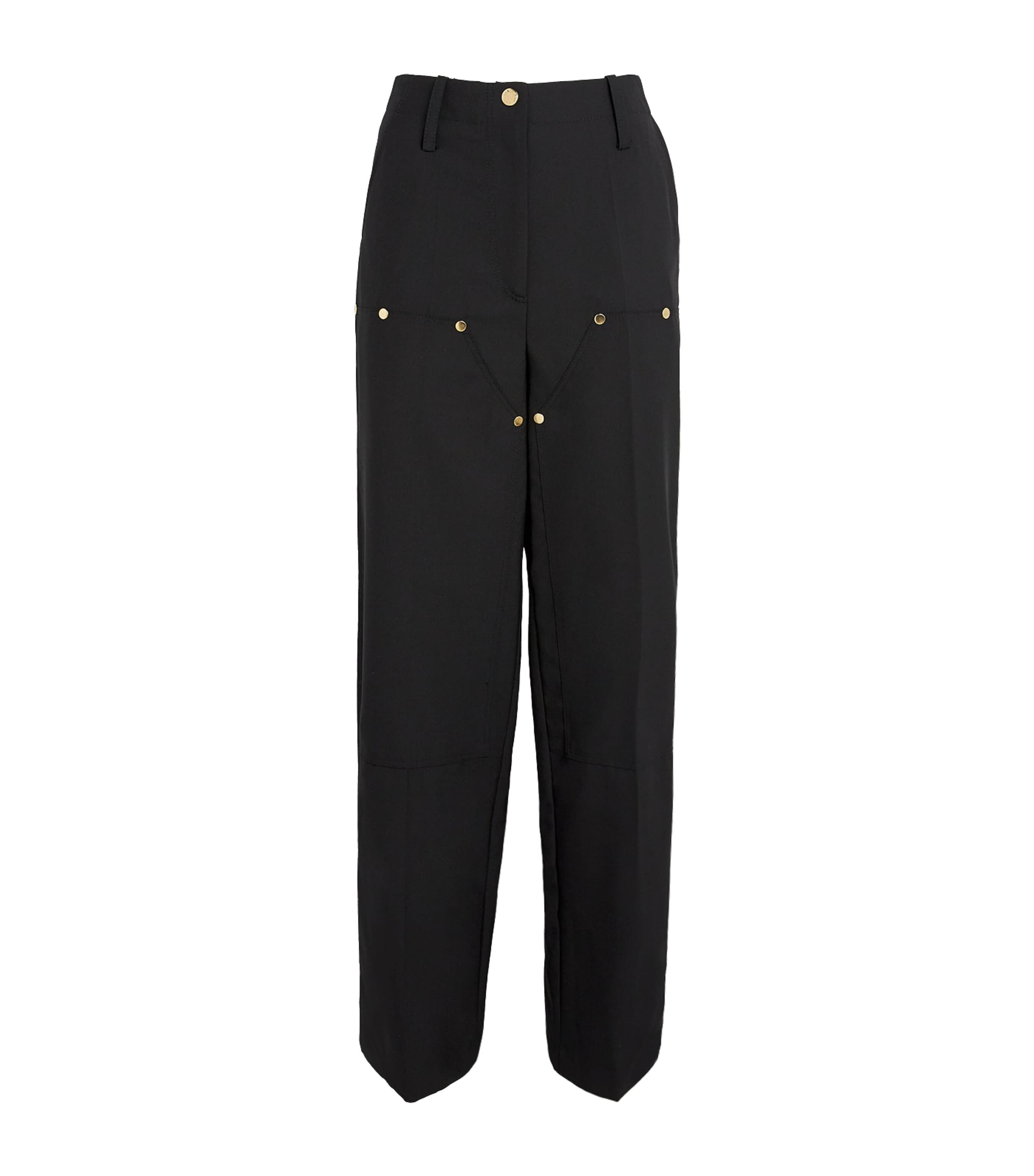 Sandro Wool-blend Straight Leg Trousers In Black