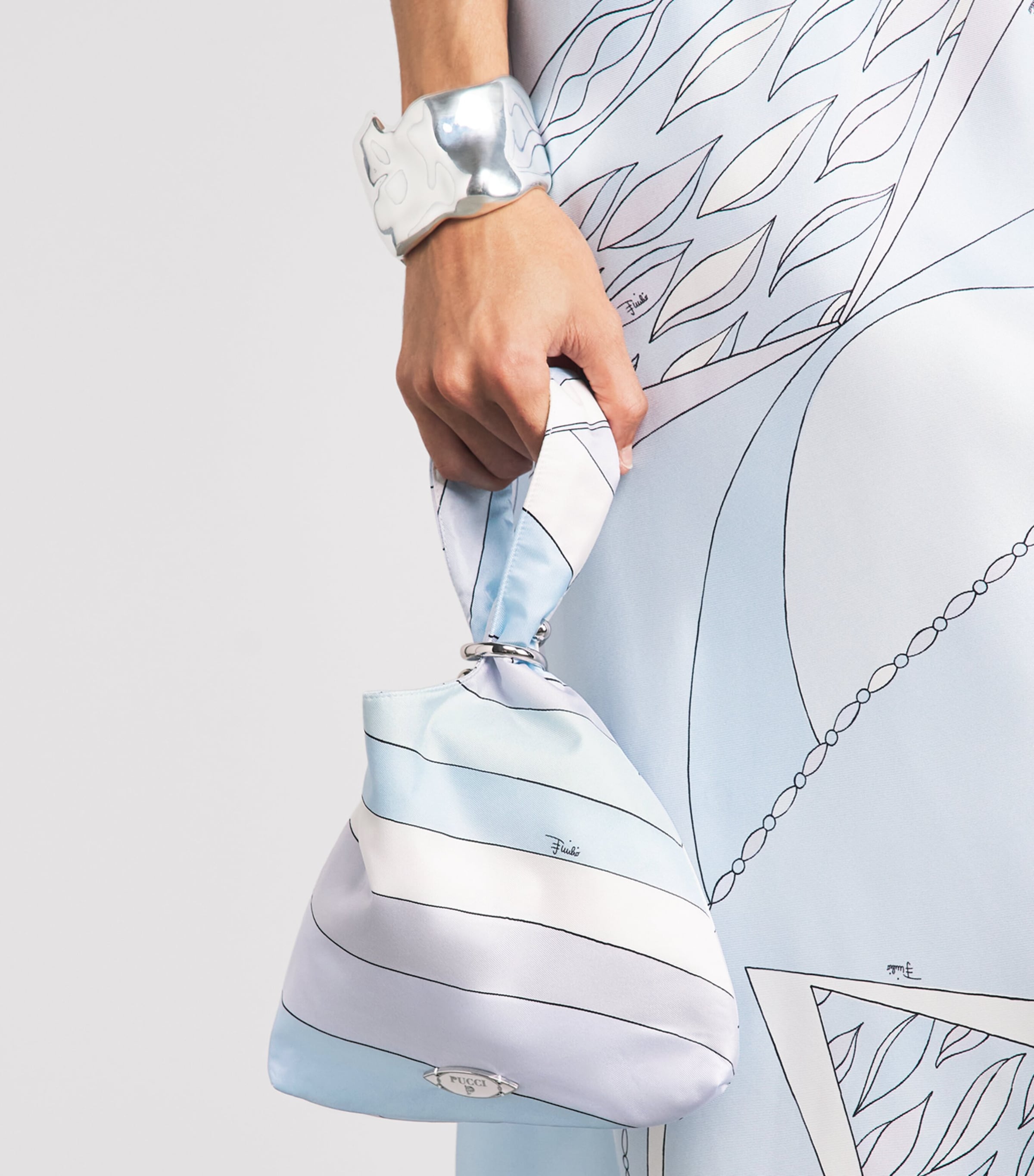 PUCCI Silk Iride Top-Handle Bag Light Blue Image 2