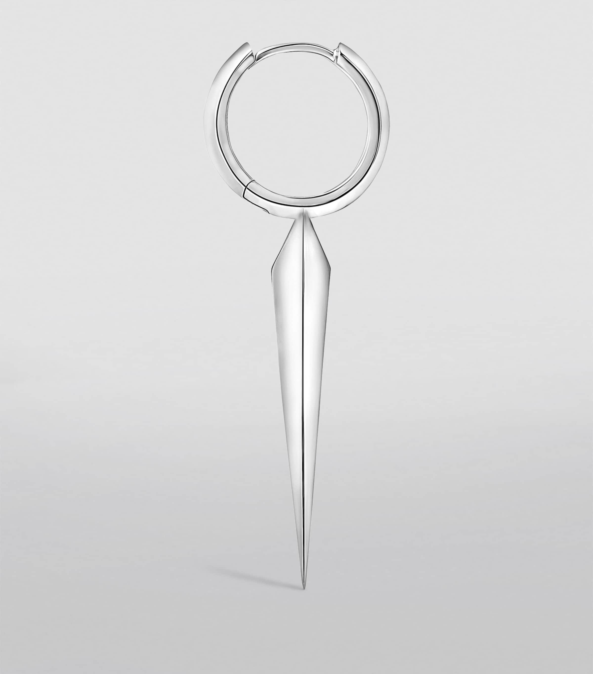 White Gold Faceted Grand Spike Hoop Earring (9.5mm) WHITE GOLD Image 2