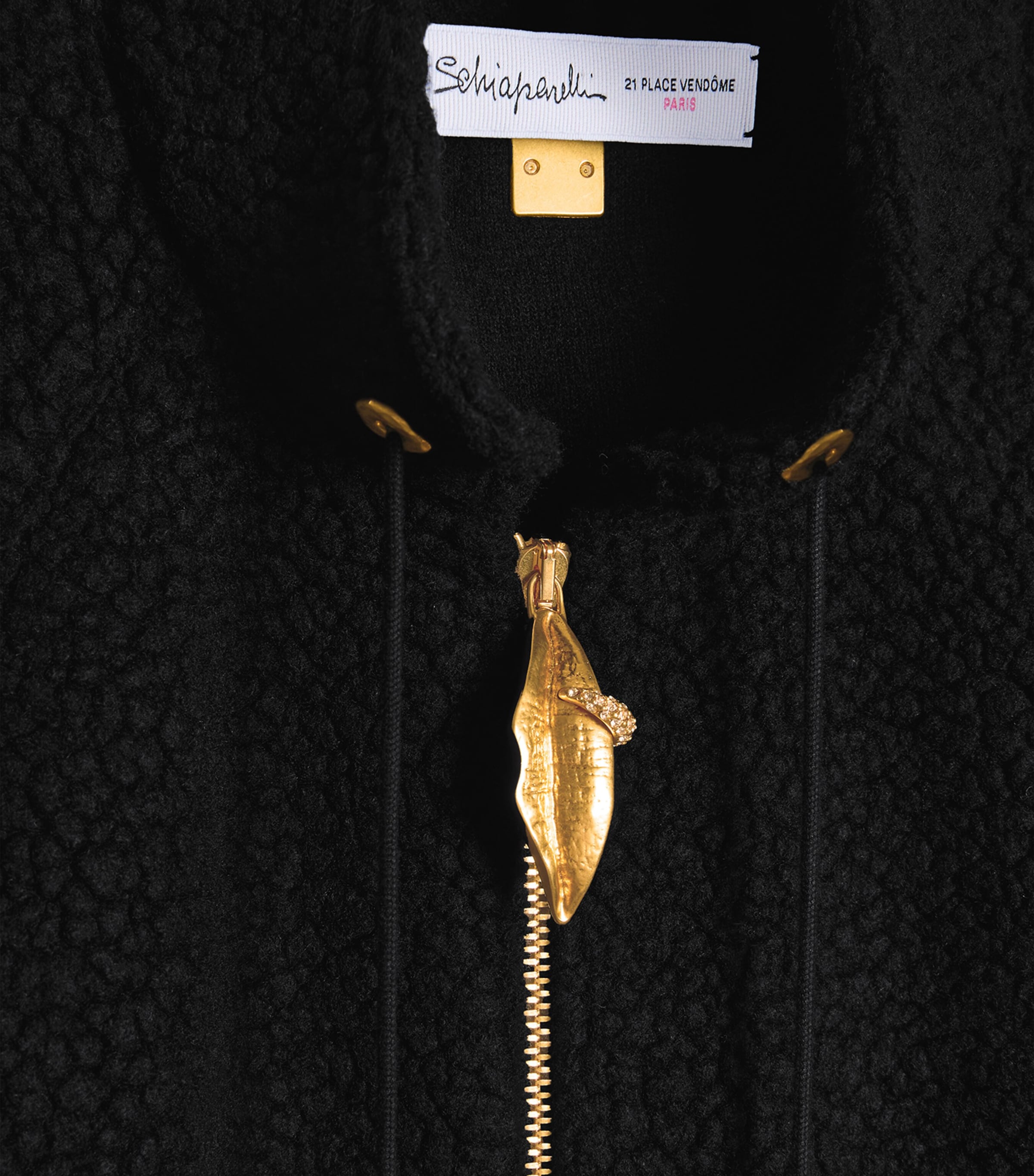 Schiaparelli Womens Wool-Blend Pierced Mouth Cardigan Black Image 3