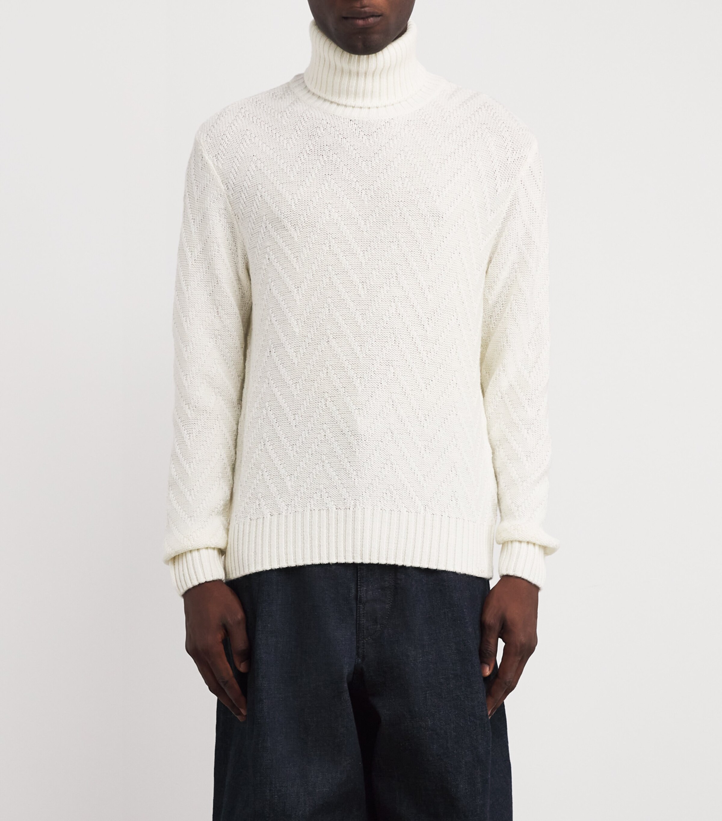 Virgin Wool Rollneck Sweater 010WHITE Image 3