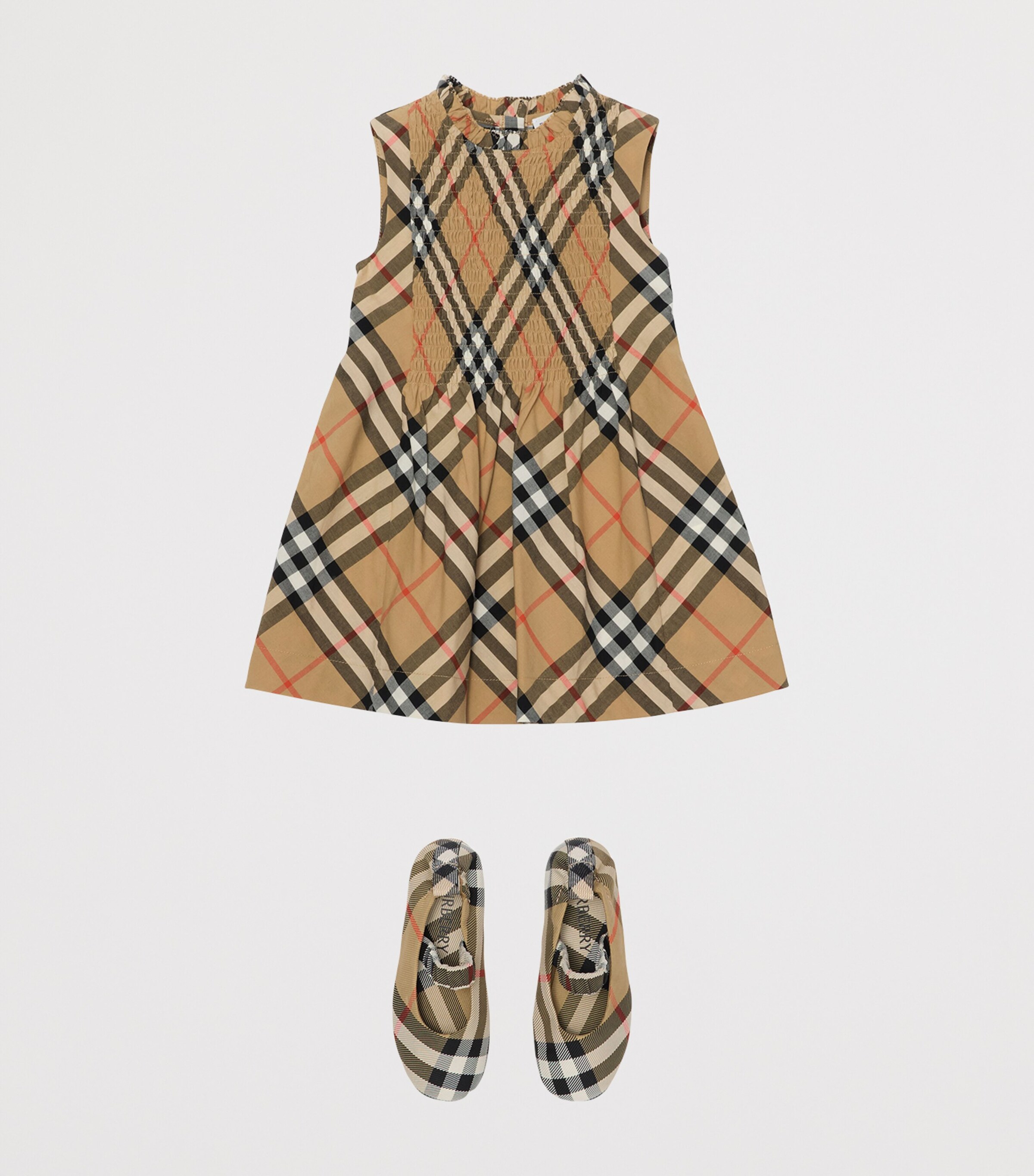 Cotton Poplin Check Sleeveless Dress (6-24 Months) SAND IP CHECK Image 2