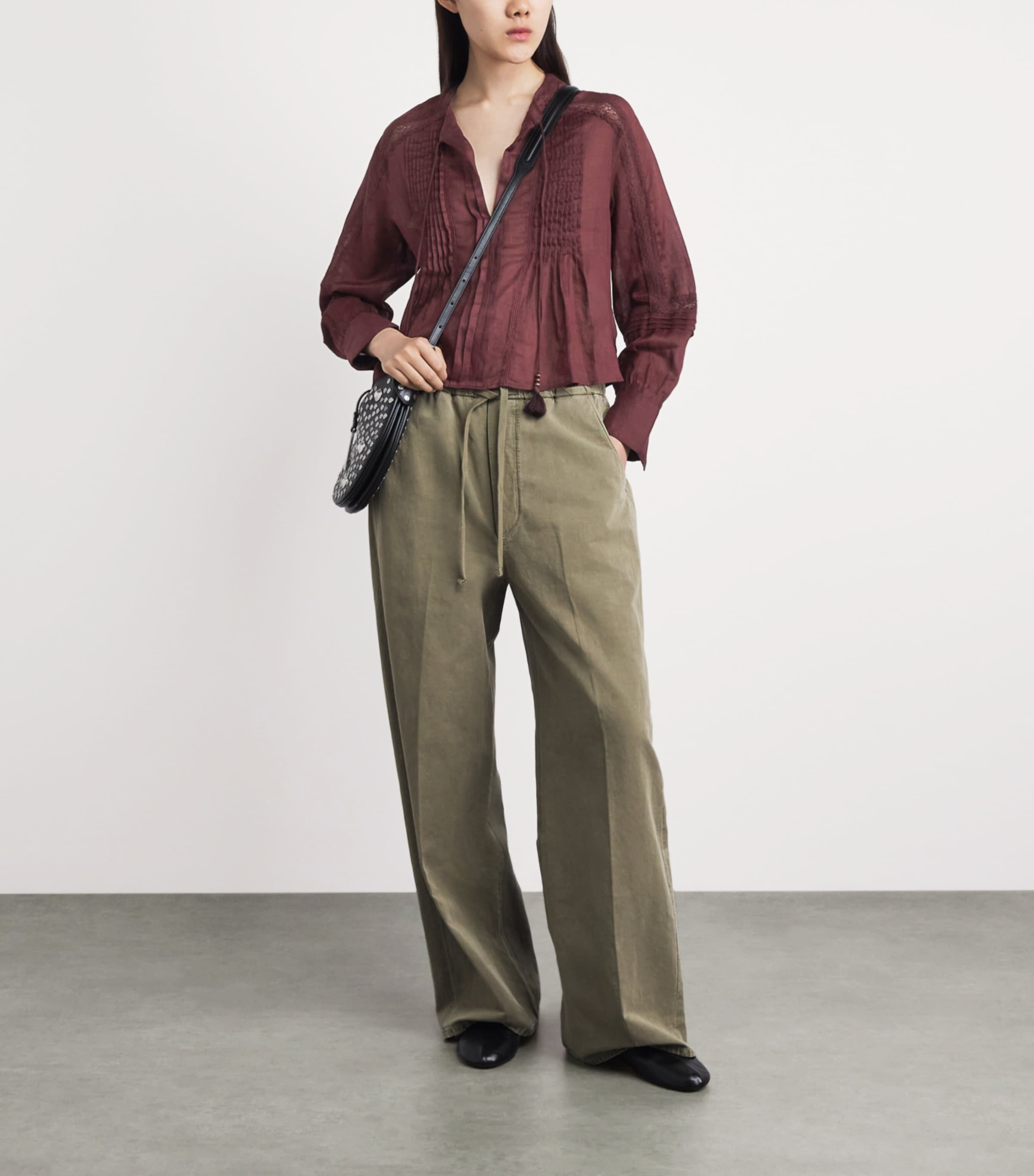 Veronica Beard Womens Self-Tie Sawyer Blouse Raisin Image 2