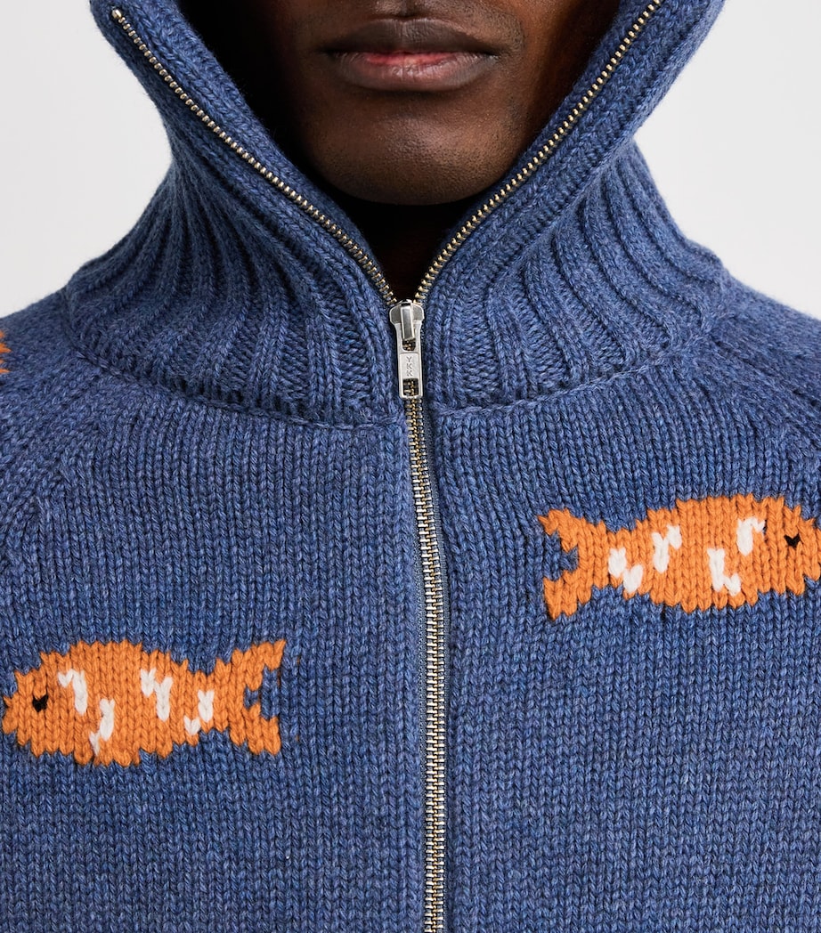 Wool Fish Archie Zip-Up Cardigan BLUE Image 6