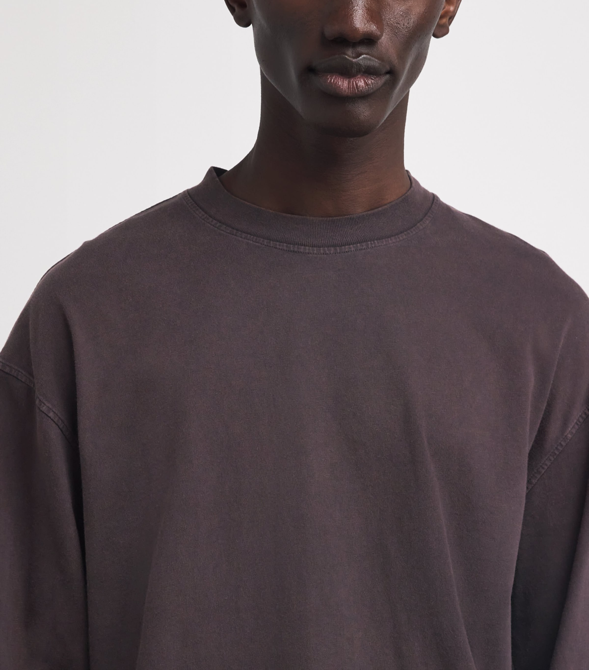 AGOLDE Mens Cotton Long-Sleeve Asha T-Shirt Mocha Image 3