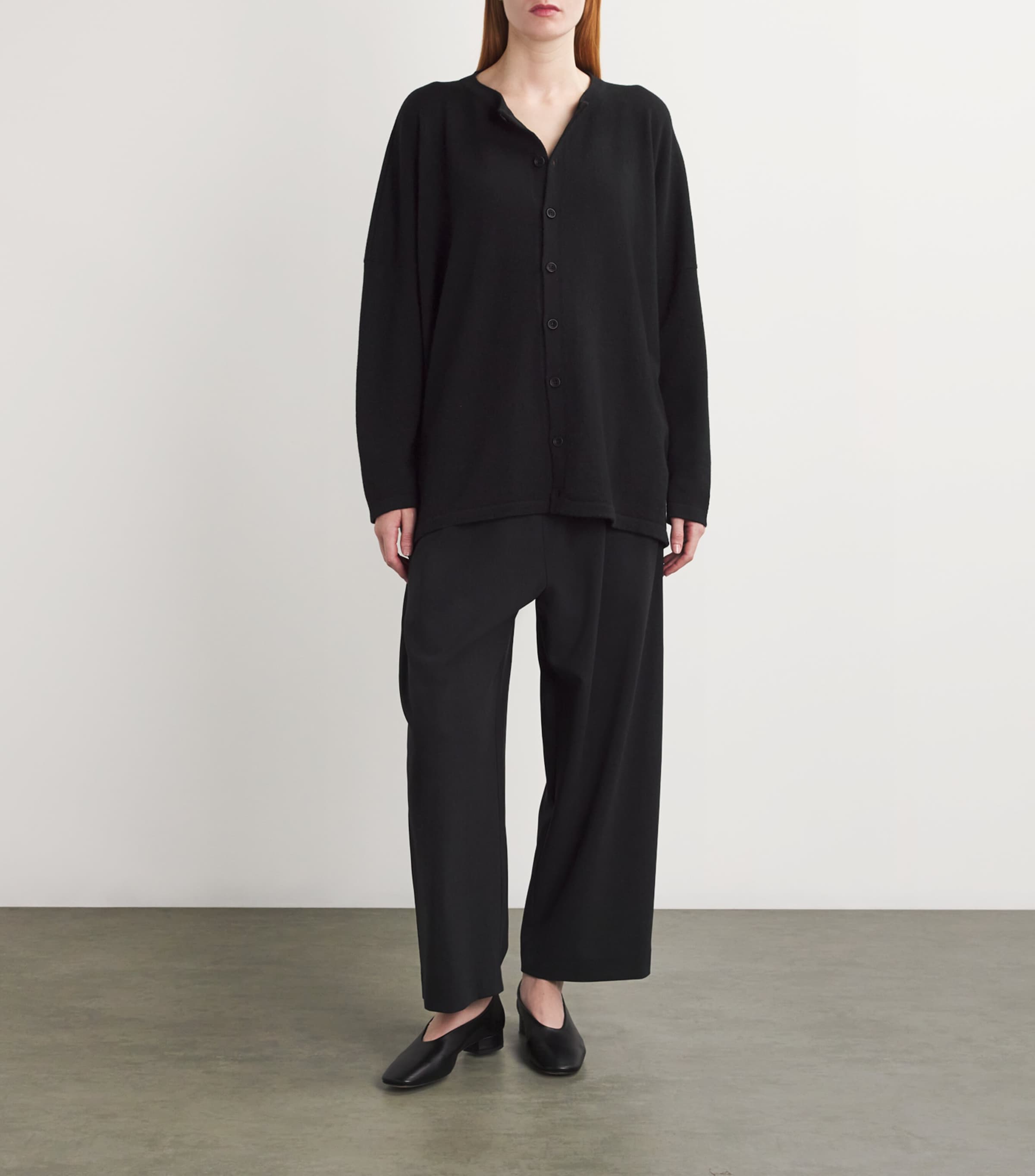 Wool Slim-Sleeve Cardigan BLACK Image 2