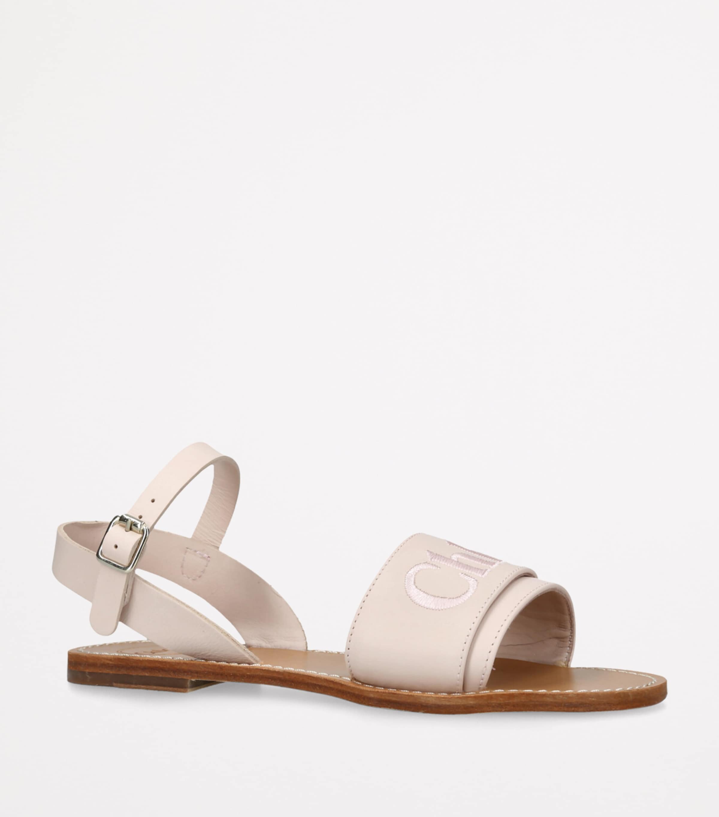 Chloé Kids Leather Logo Sandals Pale Pink Image 3