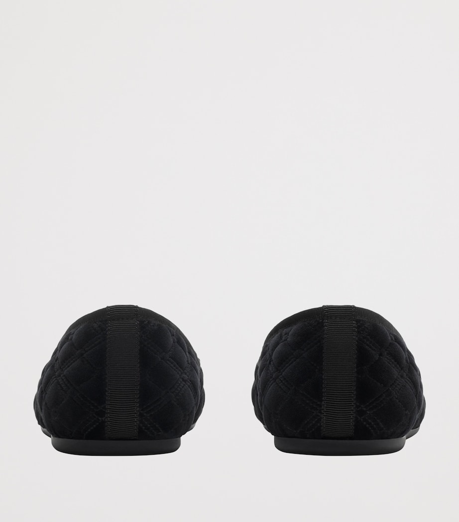 Velvet Quilted Slippers BLACK Image 3