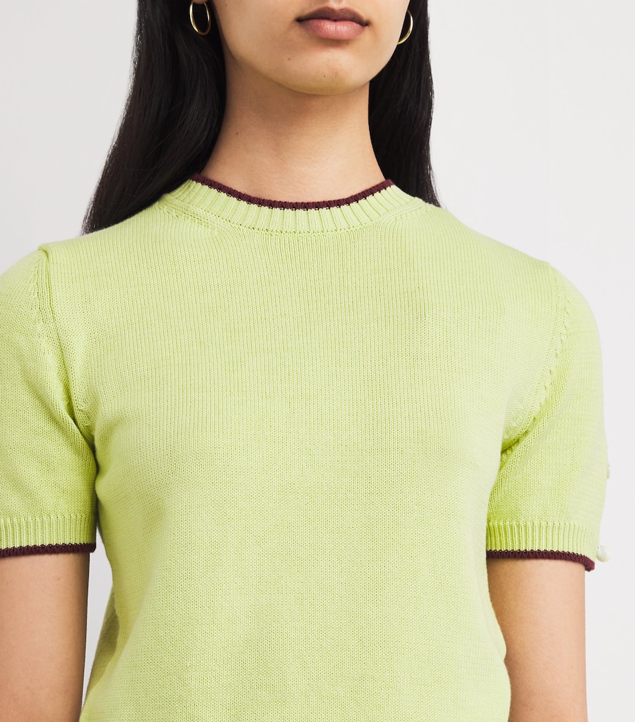 Cotton-Blend Knit T-Shirt LIME Image 6