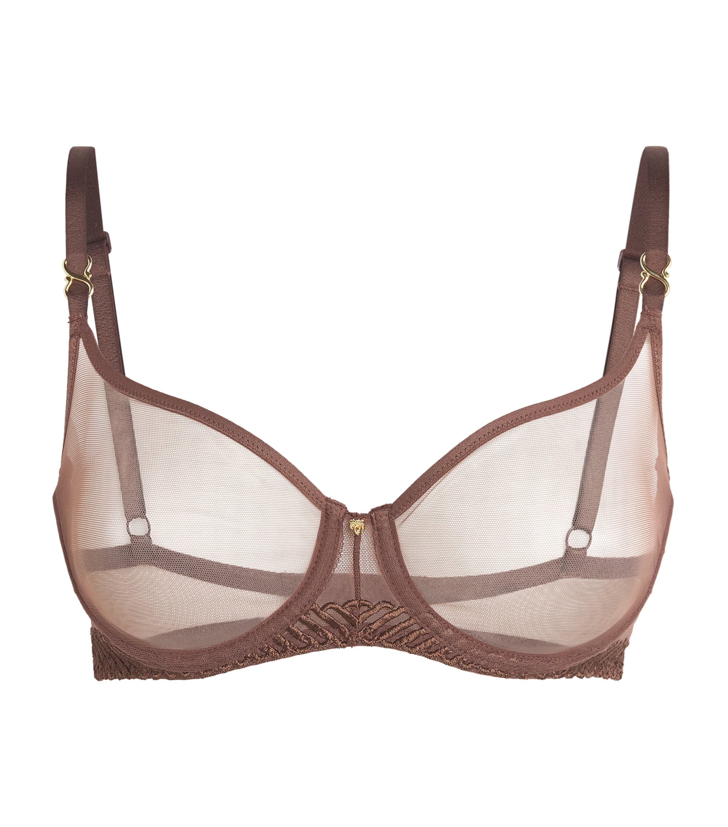 Aubade Sheer Emotion Underwired Half-cup Bra In Brown