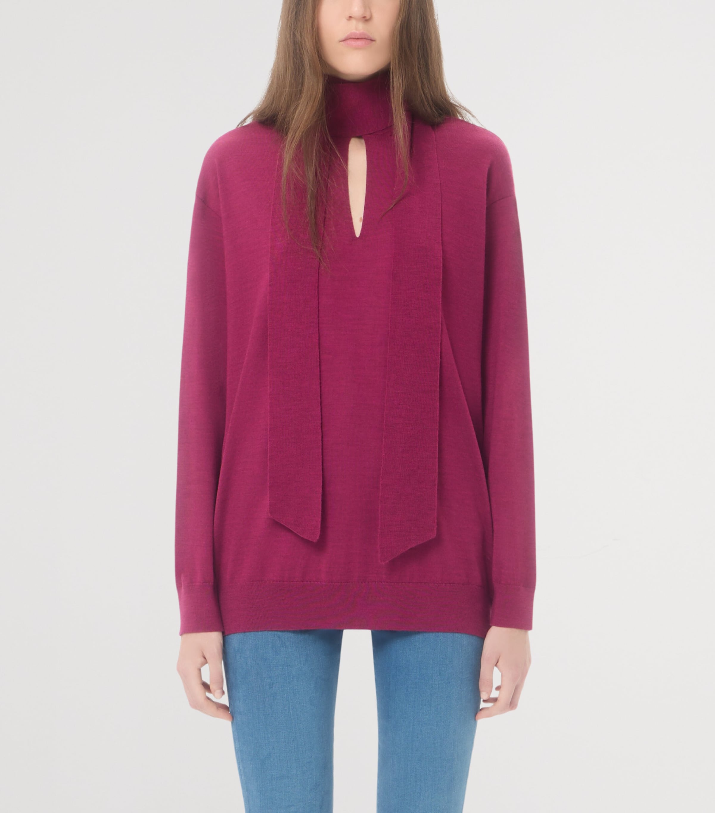Valentino Womens Wool Tie-Neck Sweater Image 3