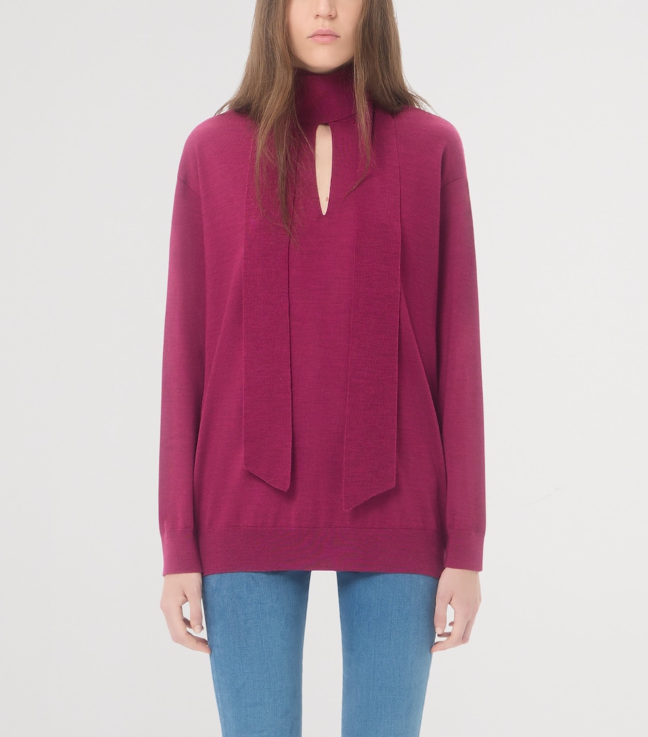 Valentino Womens Wool Tie-Neck Sweater Image 3