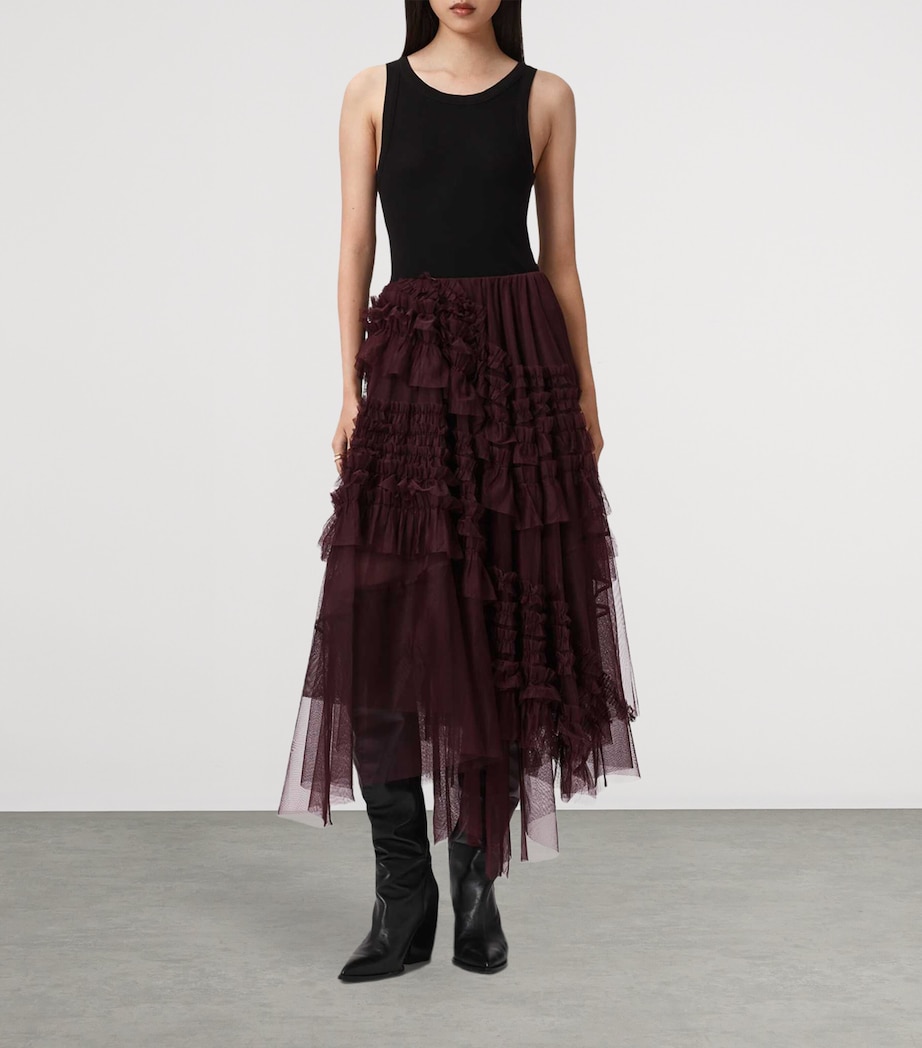 Tulle Jen Midi Skirt OXBLOOD RED Image 2