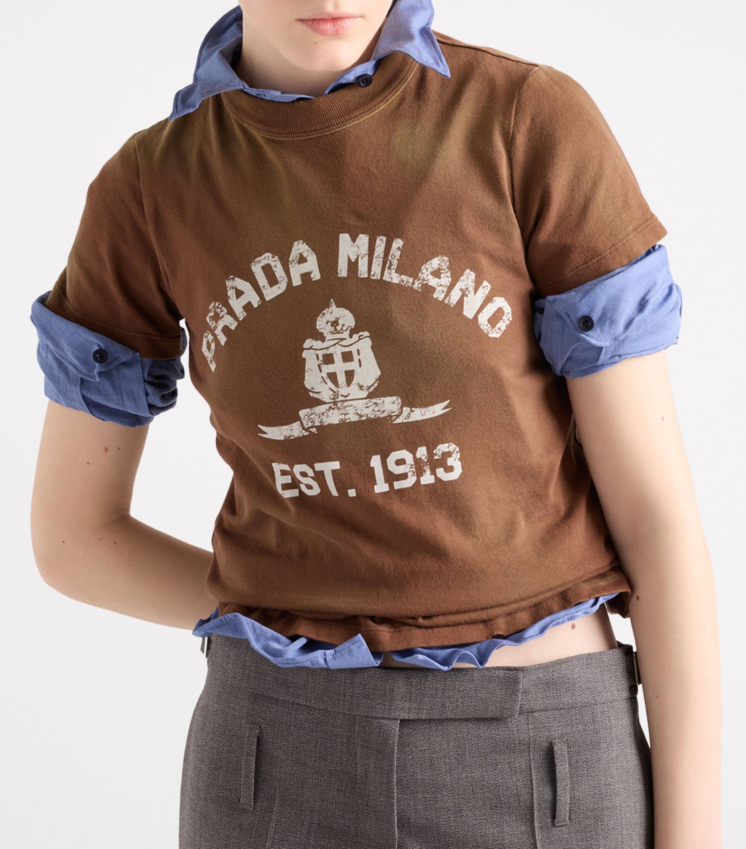 Prada Womens Cotton Printed T-Shirt Image 3