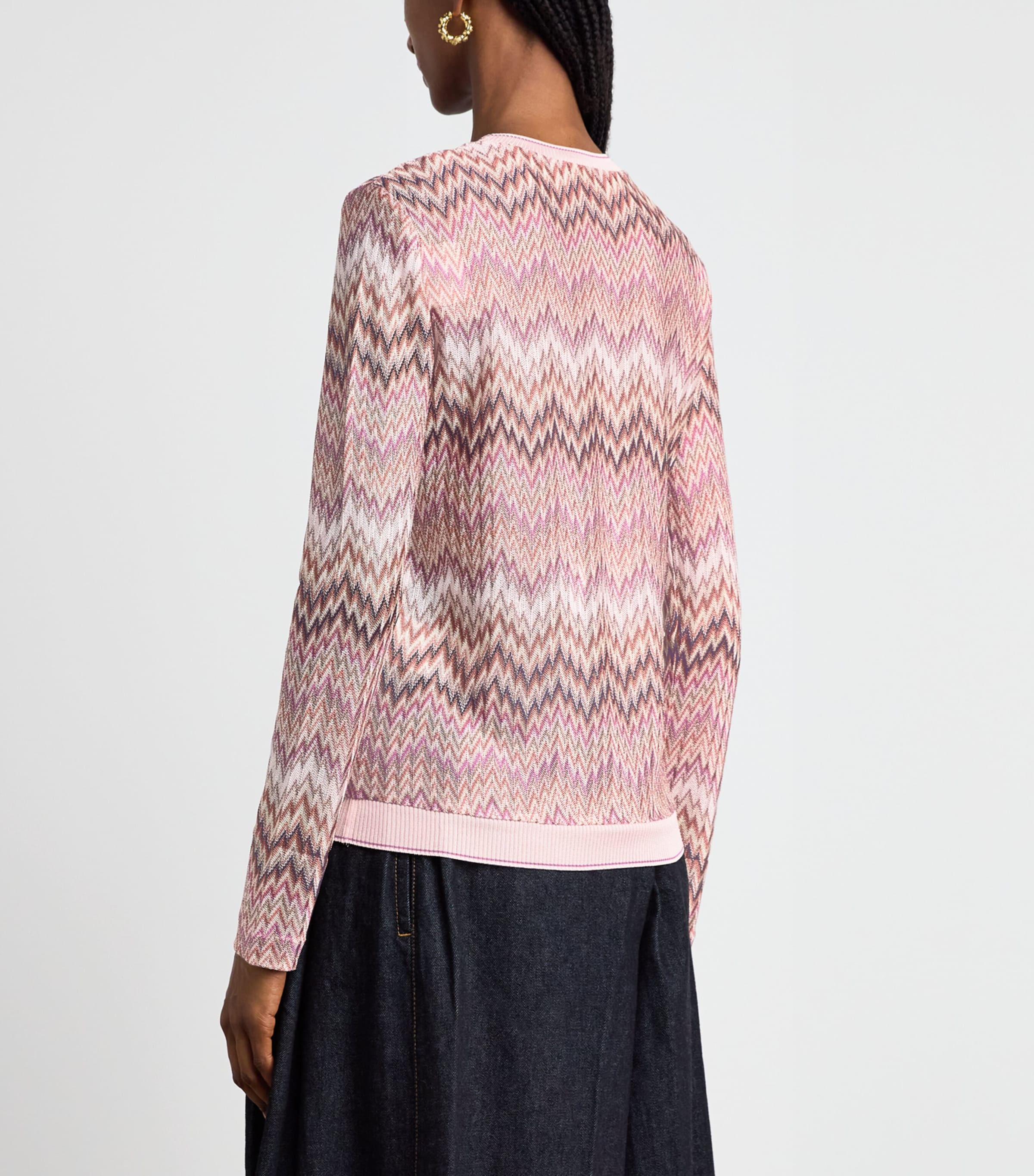 Missoni Womens Zigzag Crew-Neck Sweater Pink White Image 5
