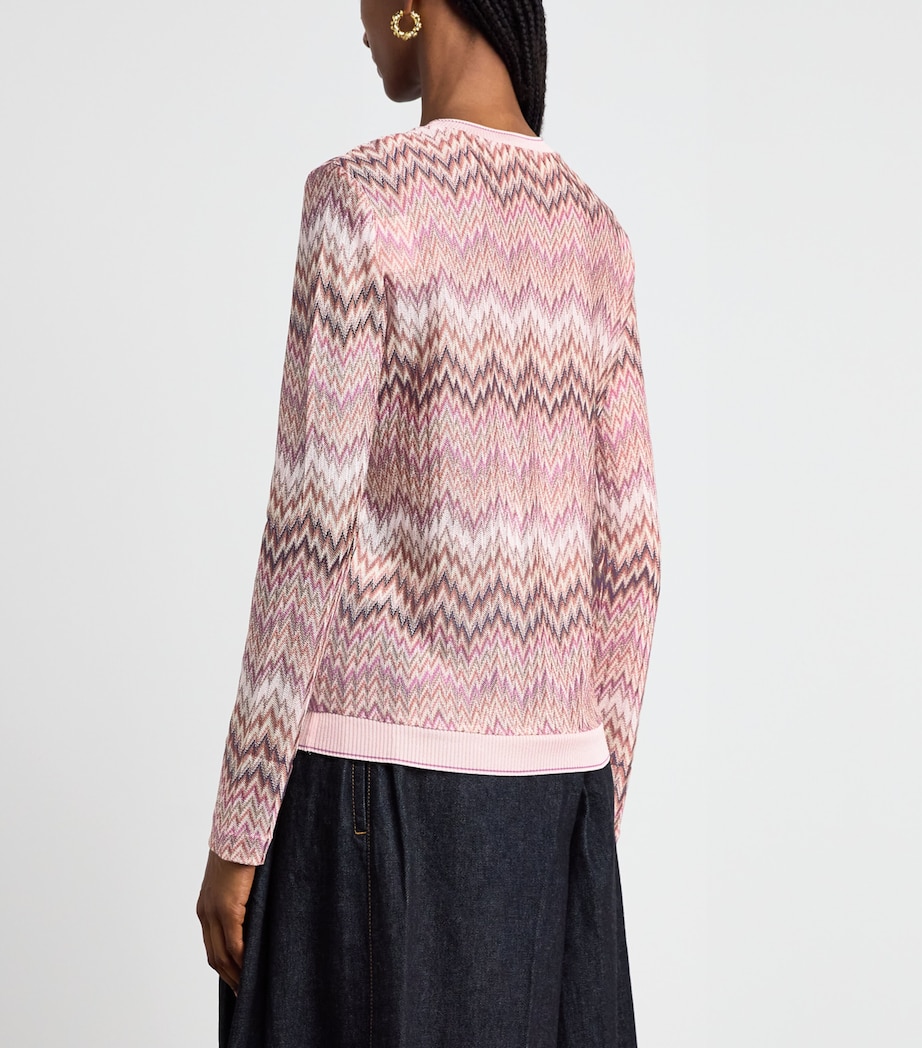 Missoni Womens Zigzag Crew-Neck Sweater Pink White Image 5