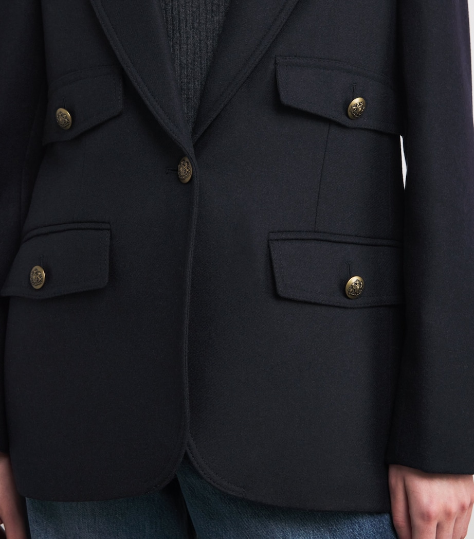 Wool-Blend Single-Breasted Blazer NAVY Image 6