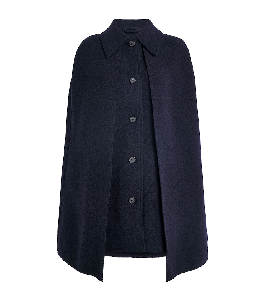 Wool Collared Cape Coat 016 NAVY Image 1