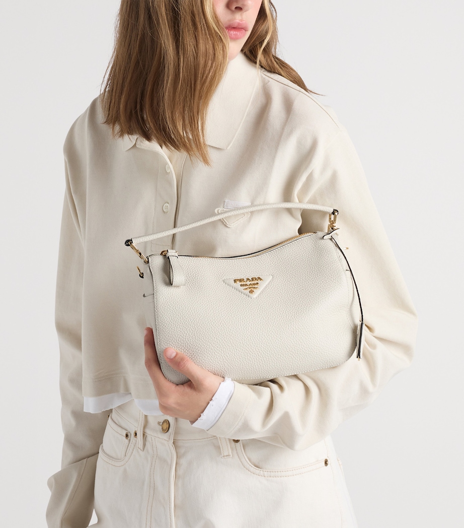 Prada Small Leather Top-Handle Bag White Image 3