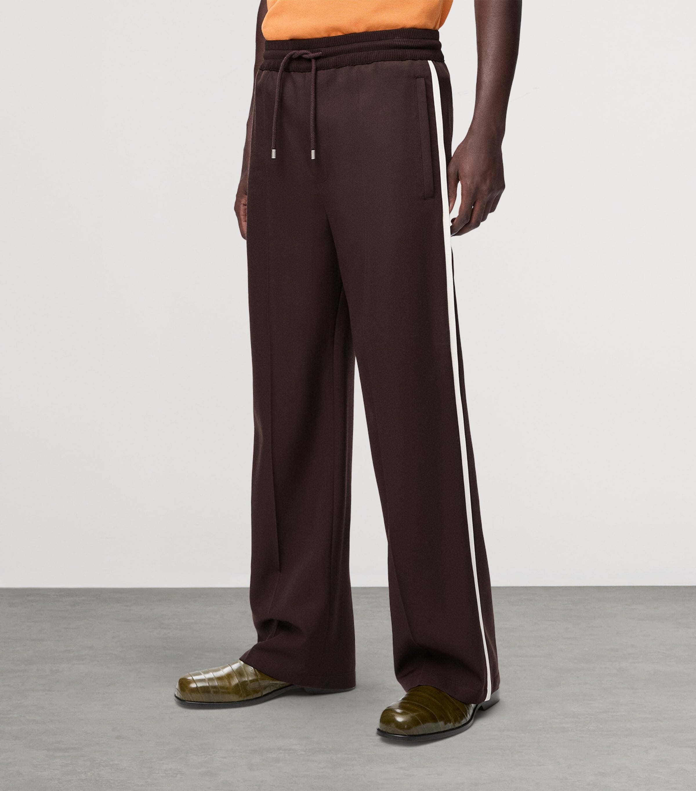 Wool-Blend Drawstring Trousers BROWN Image 3