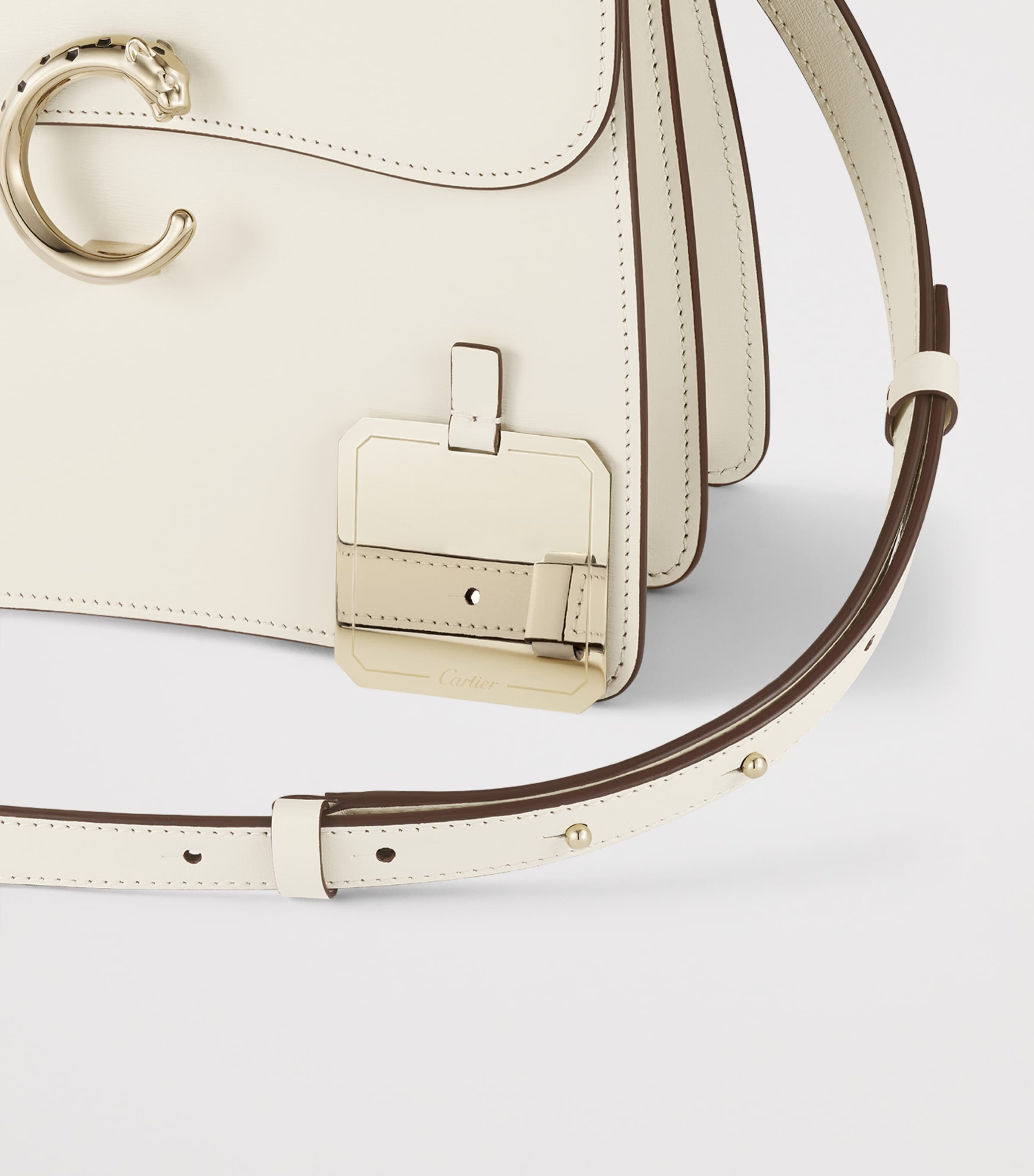 Small Panthère C de Cartier Top-Handle Bag SALT WHITE Image 6