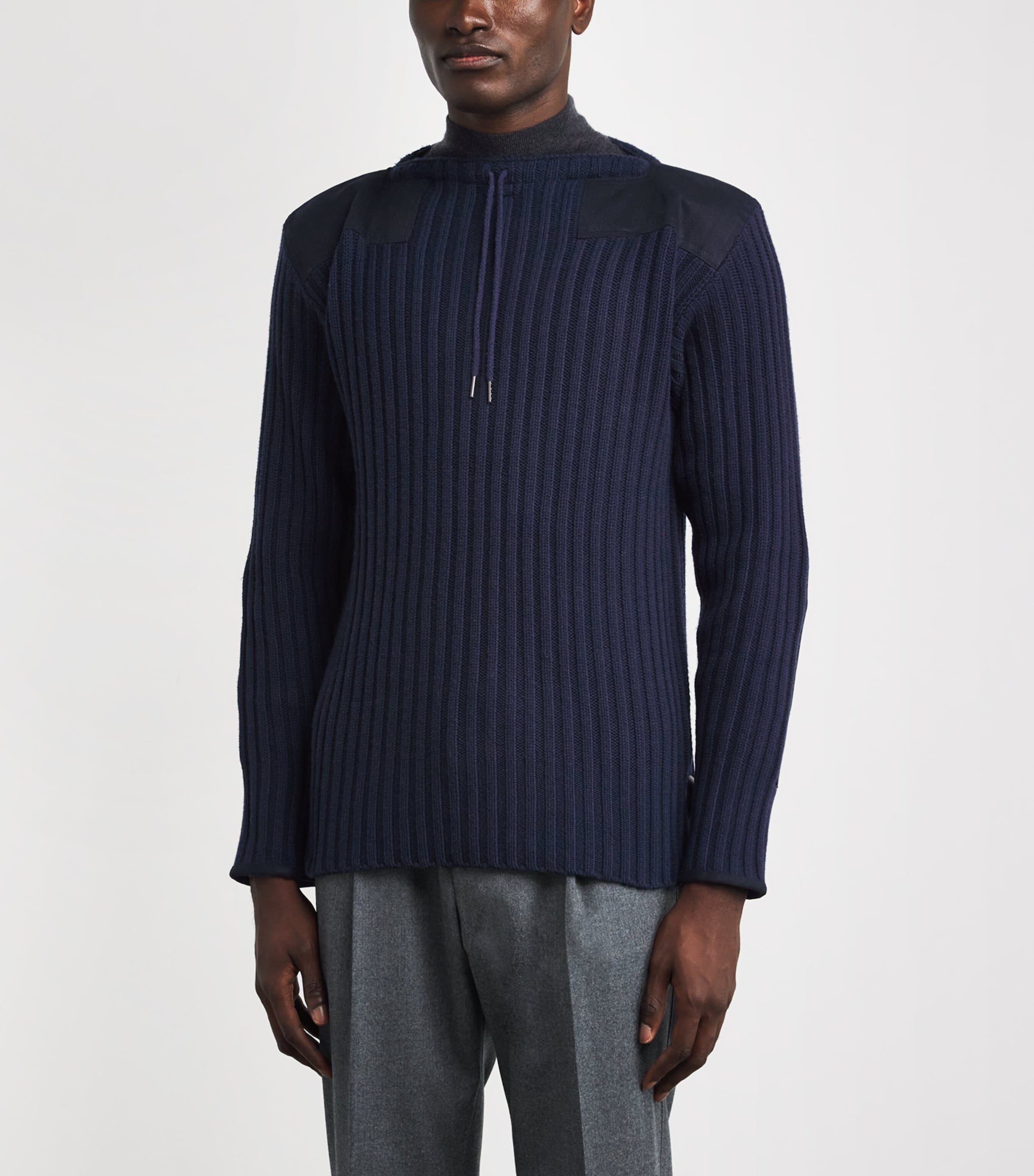 N.Peal Mens Merino Wool-Cashmere 007 Sweater Nvy Navy Image 3
