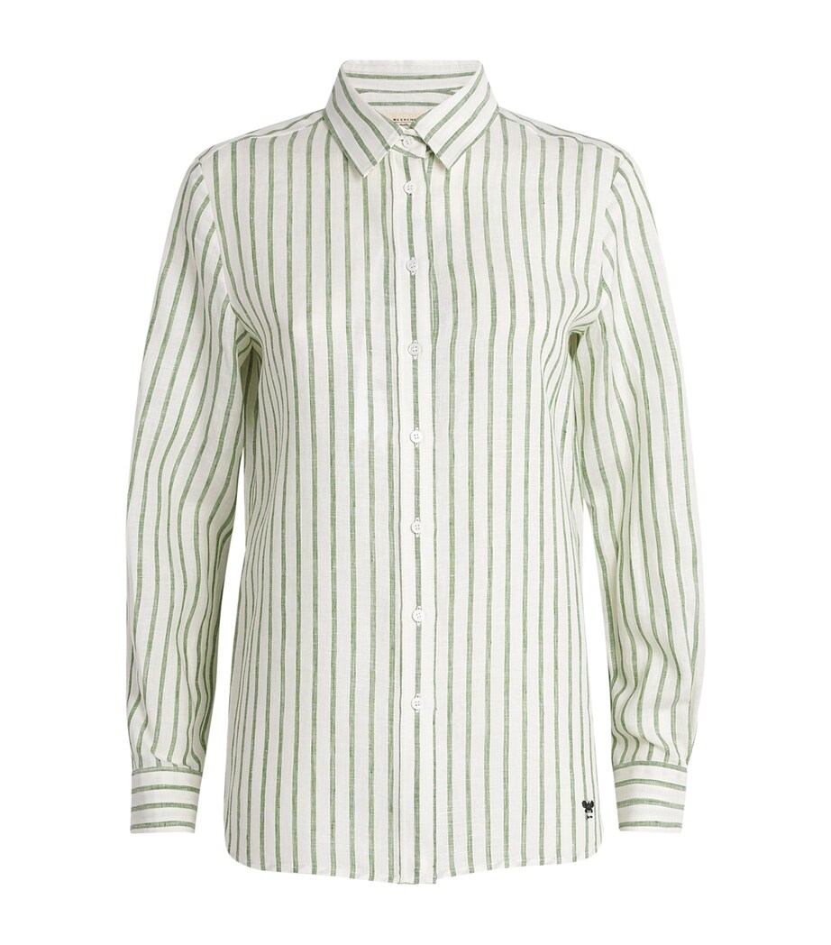 Weekend Max Mara Womens Linen Stripe Shirt Green Image 1