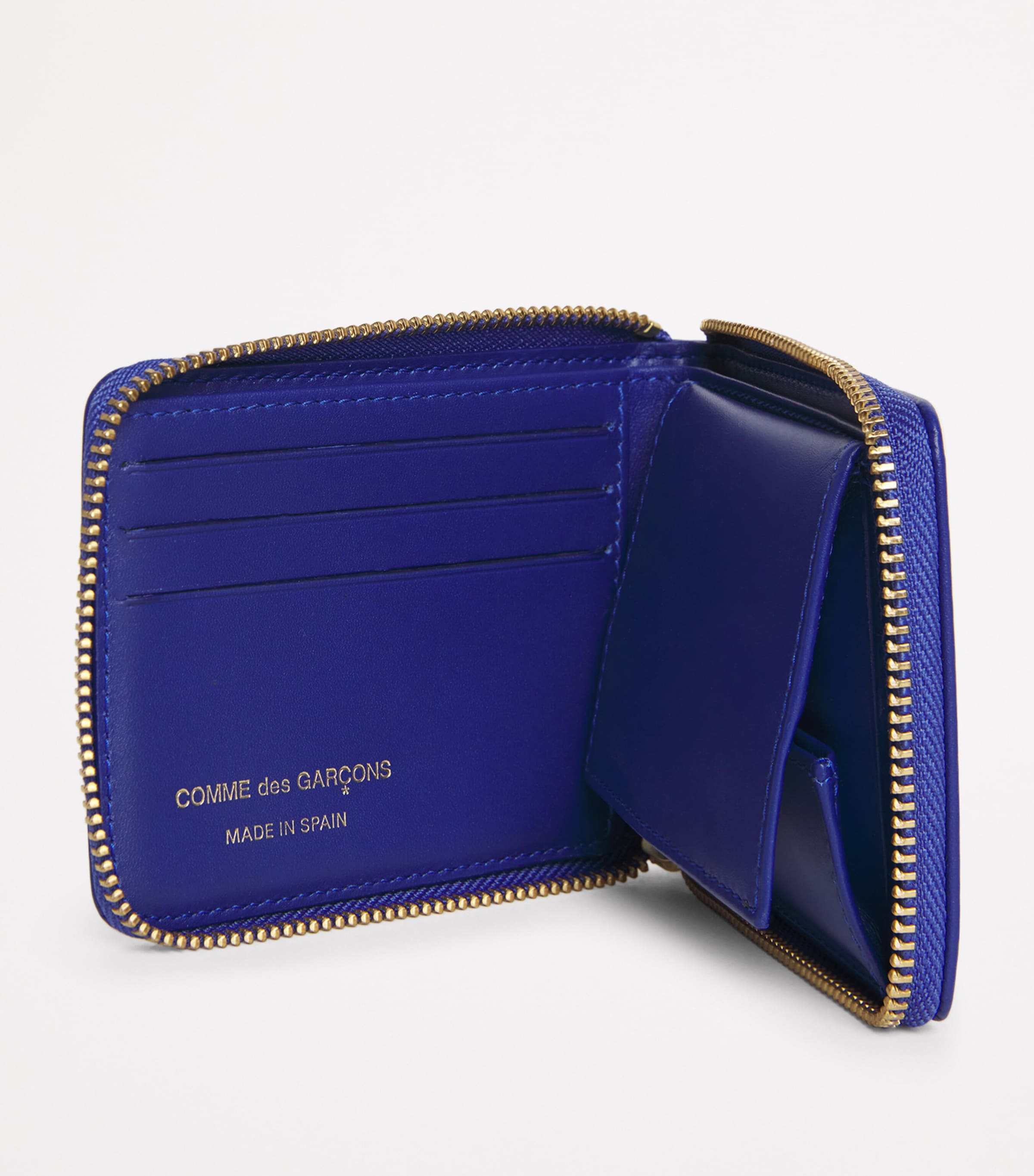Comme Des Garçons Wallet Leather Polka-Dot Zipped Wallet Navy Image 4