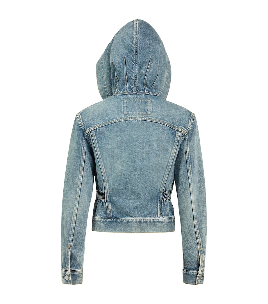 Alaïa Womens Hooded Denim Jacket Faded Blue Image 2