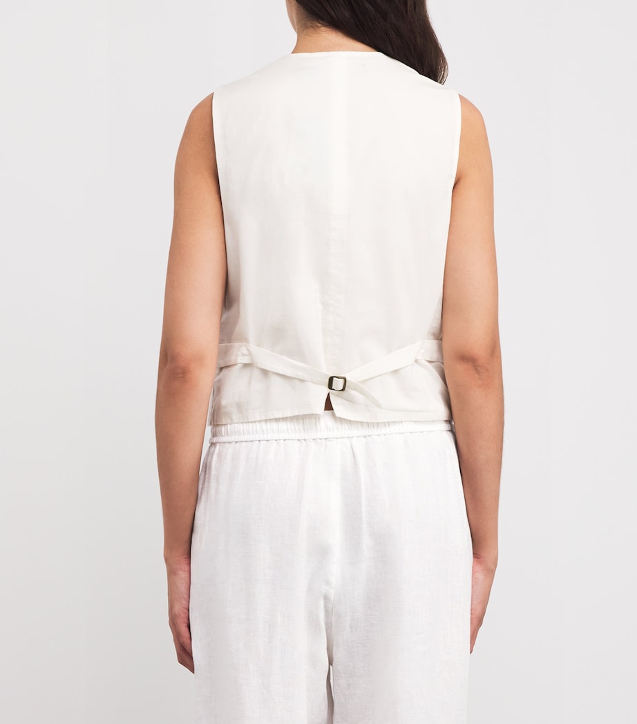 Linen-Cotton Waistcoat WHITE Image 4
