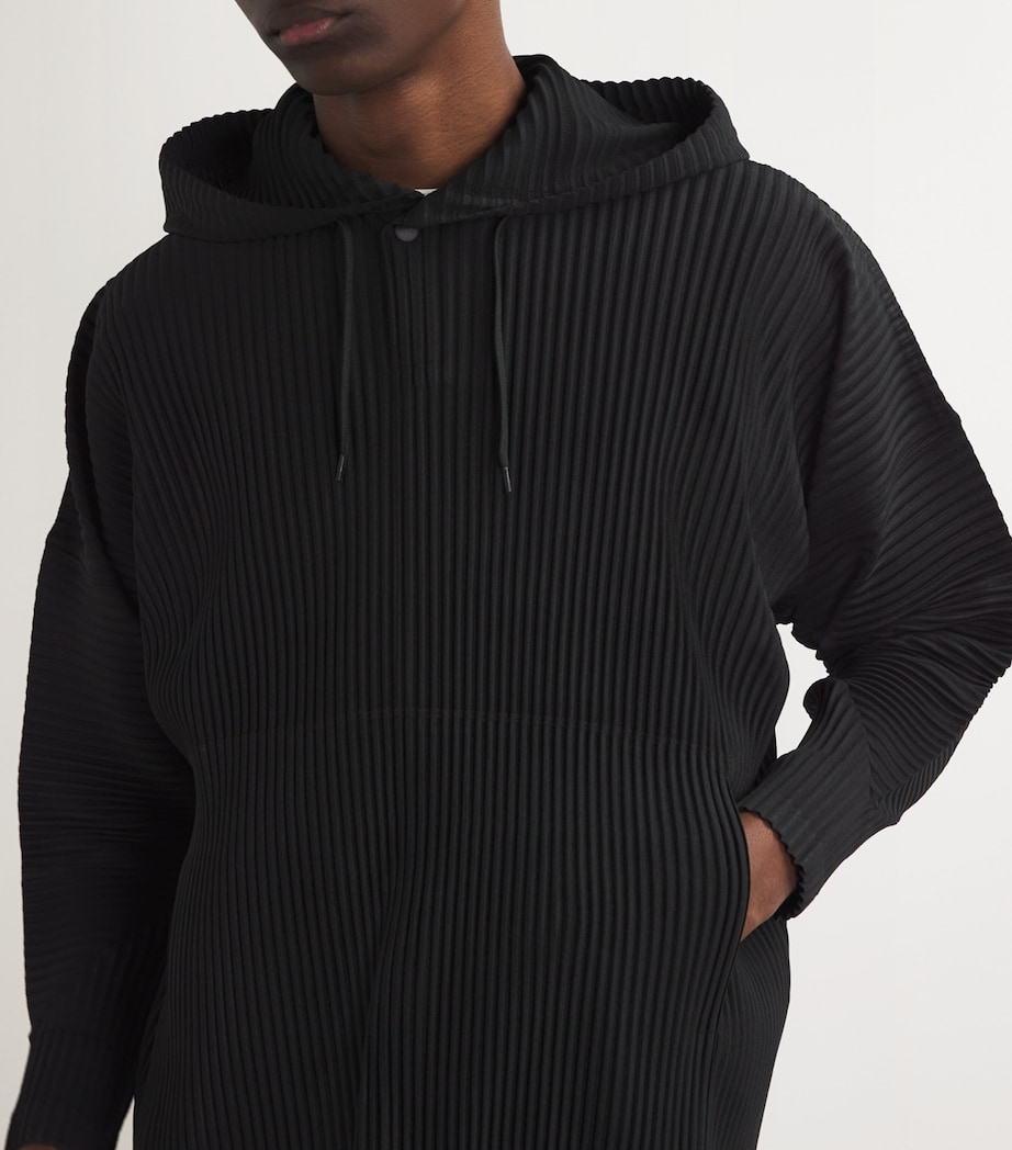 Homme Plissé Issey Miyake Mens Pleated Hoodie Black Image 6