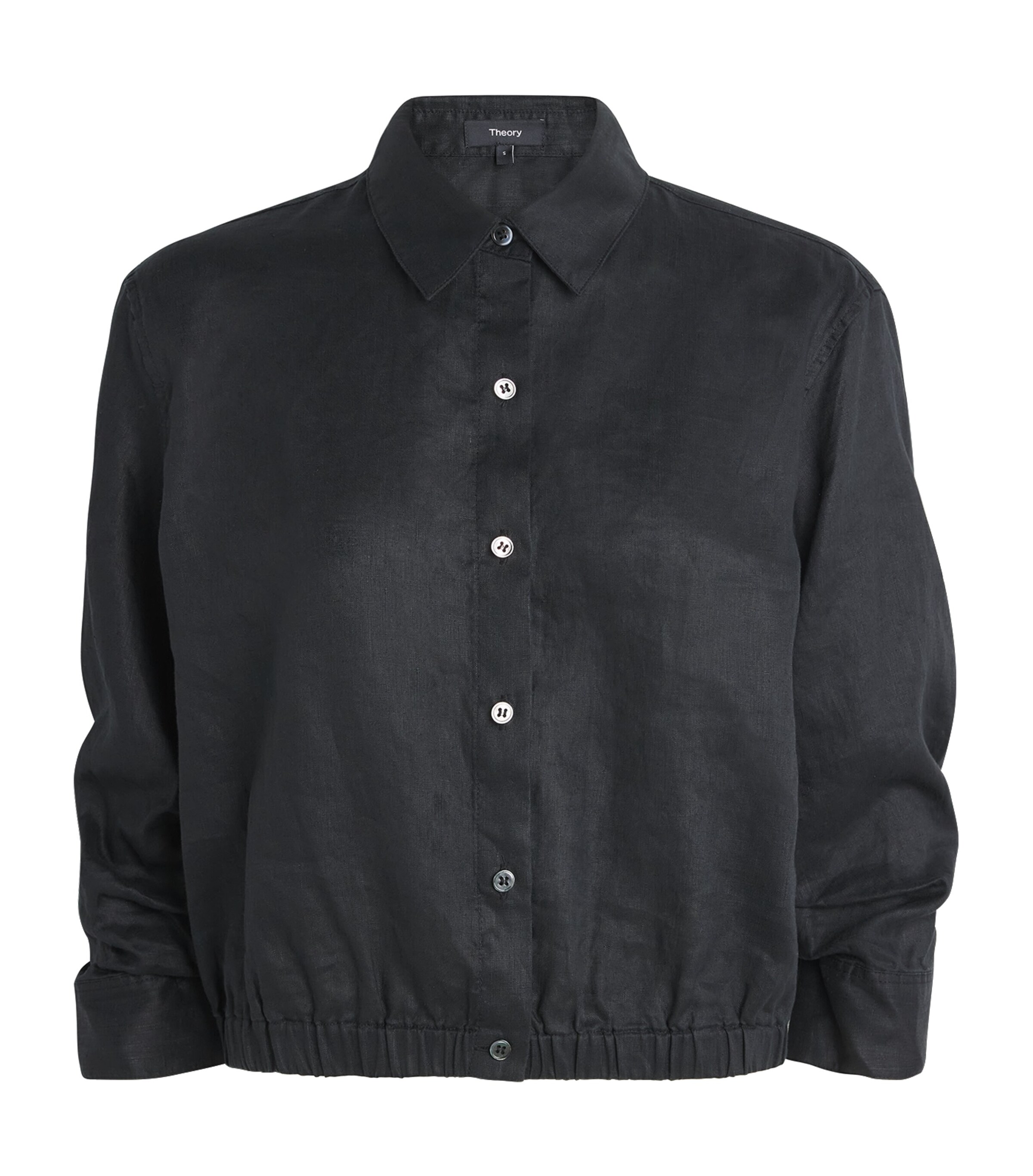 Theory Womens Linen Cinched Shirt Black Image 1