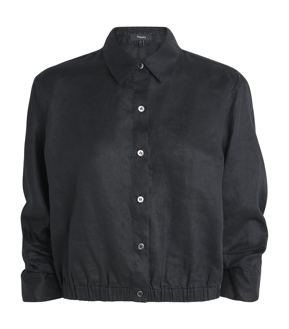 Theory Womens Linen Cinched Shirt Black Image 1