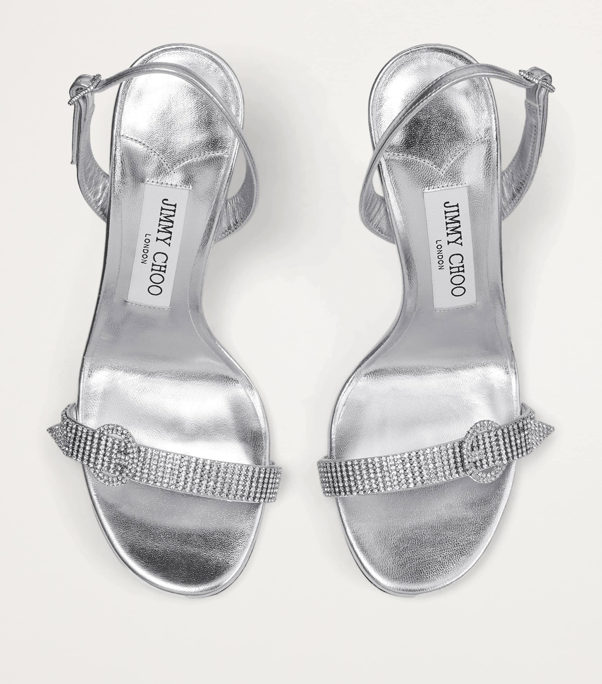 Tabatha 95 Leather Metallic Heeled Sandals SILVER/CRYSTAL Image 3