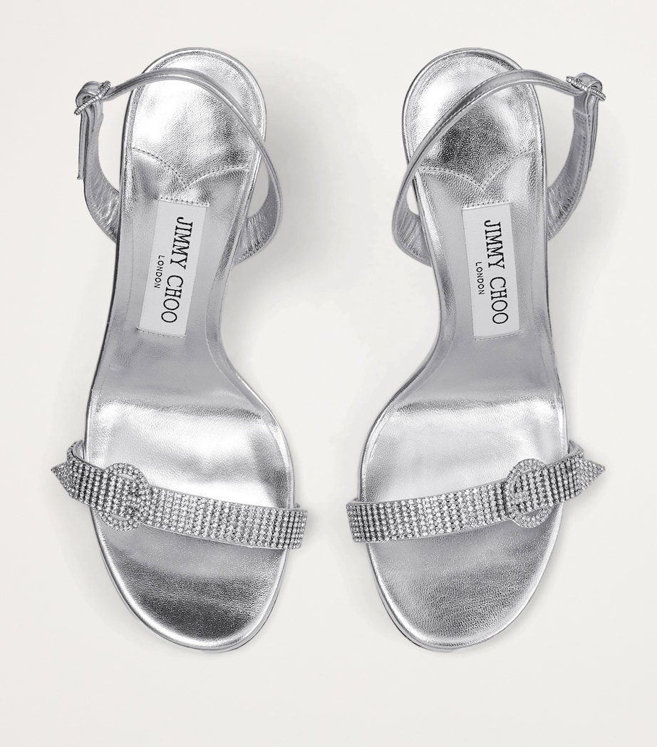 Tabatha 95 Leather Metallic Heeled Sandals SILVER/CRYSTAL Image 3