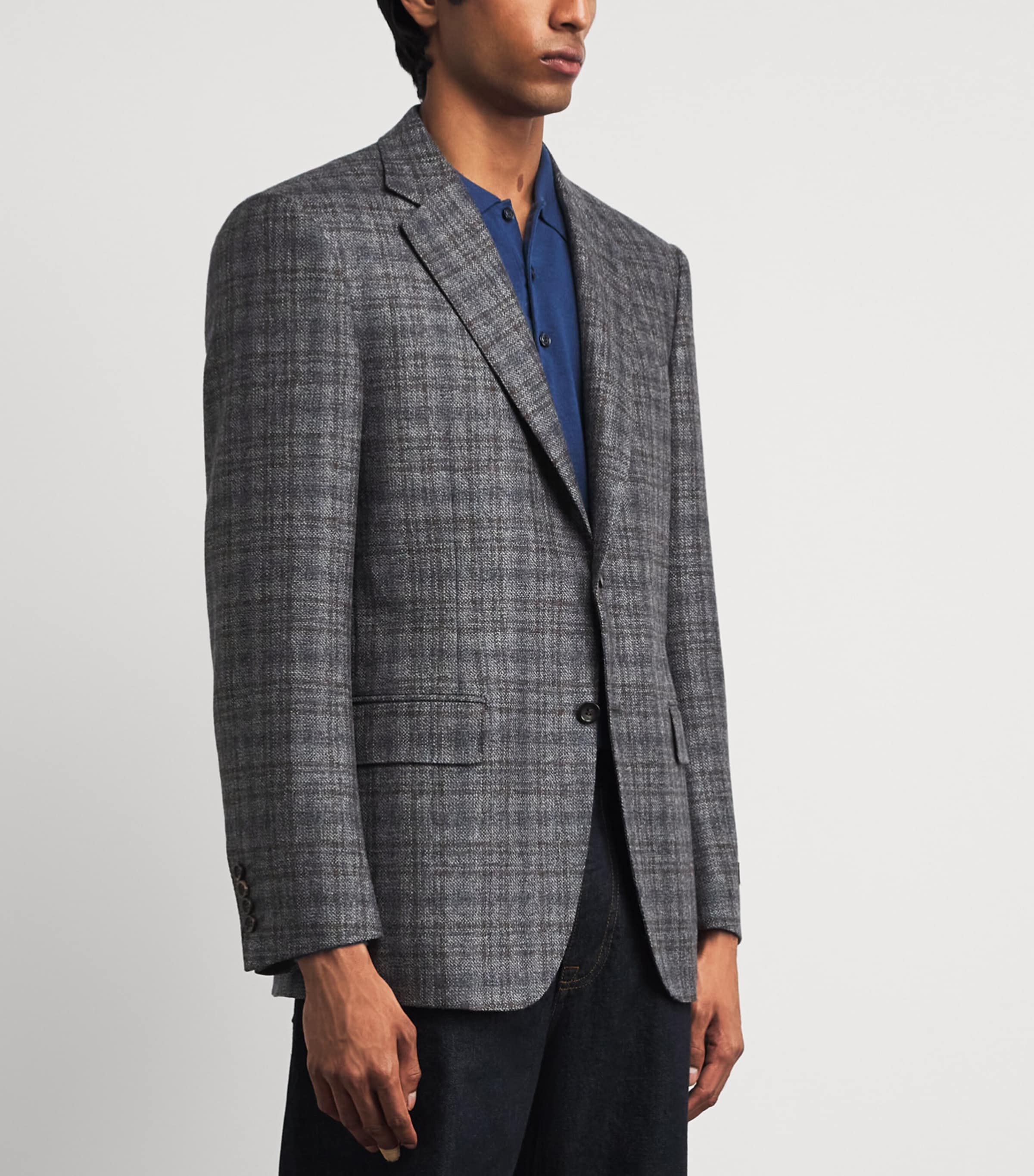 Canali Mens Wool Check Blazer Multi Image 4