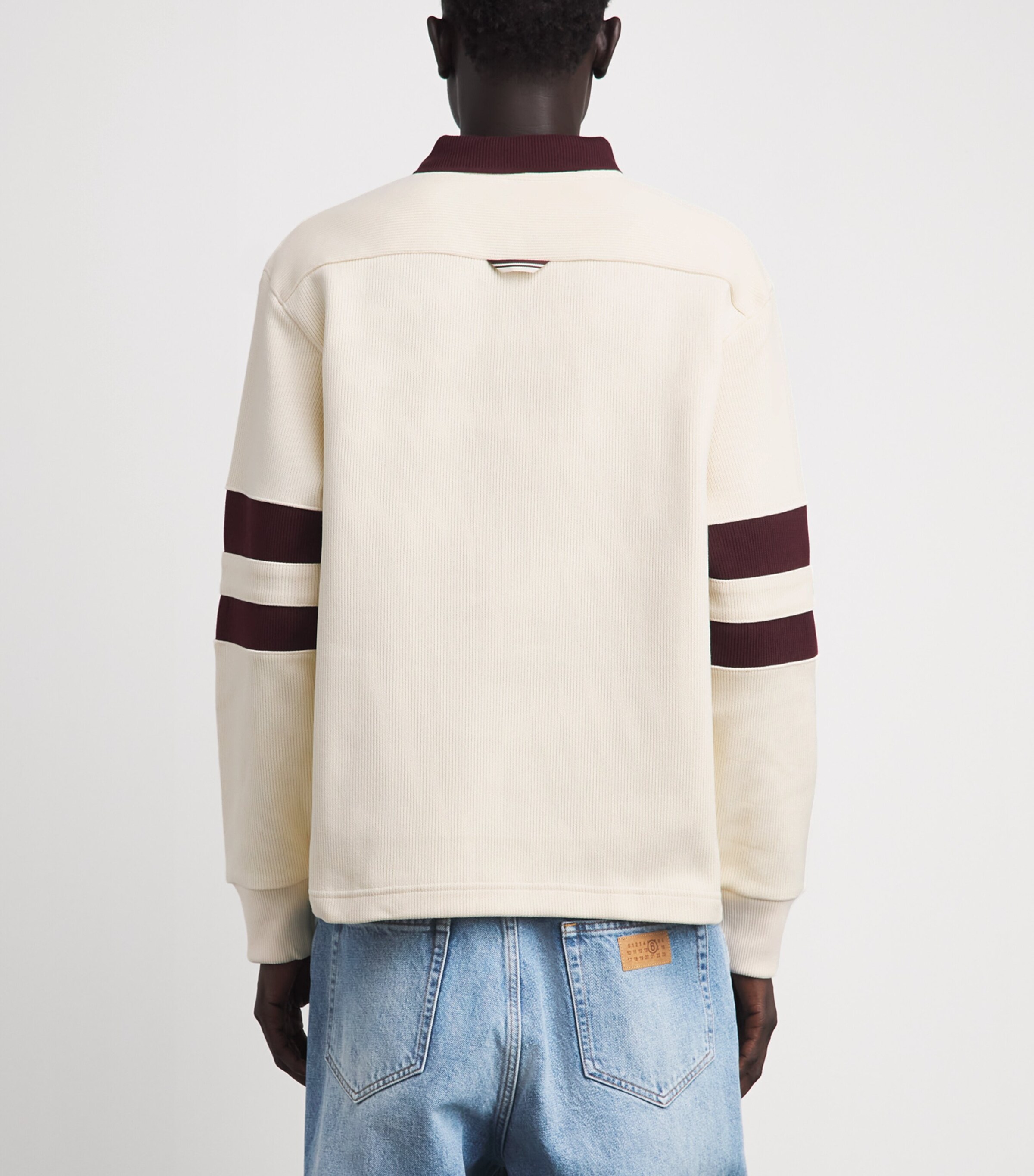 Fred Perry Mens Cotton Logo Polo Sweatshirt Ecru Image 5