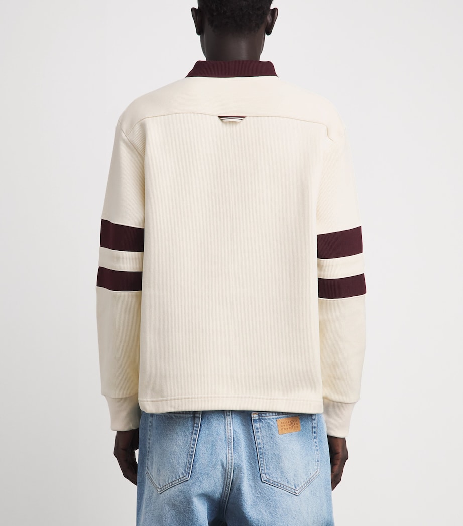 Fred Perry Mens Cotton Logo Polo Sweatshirt Ecru Image 5