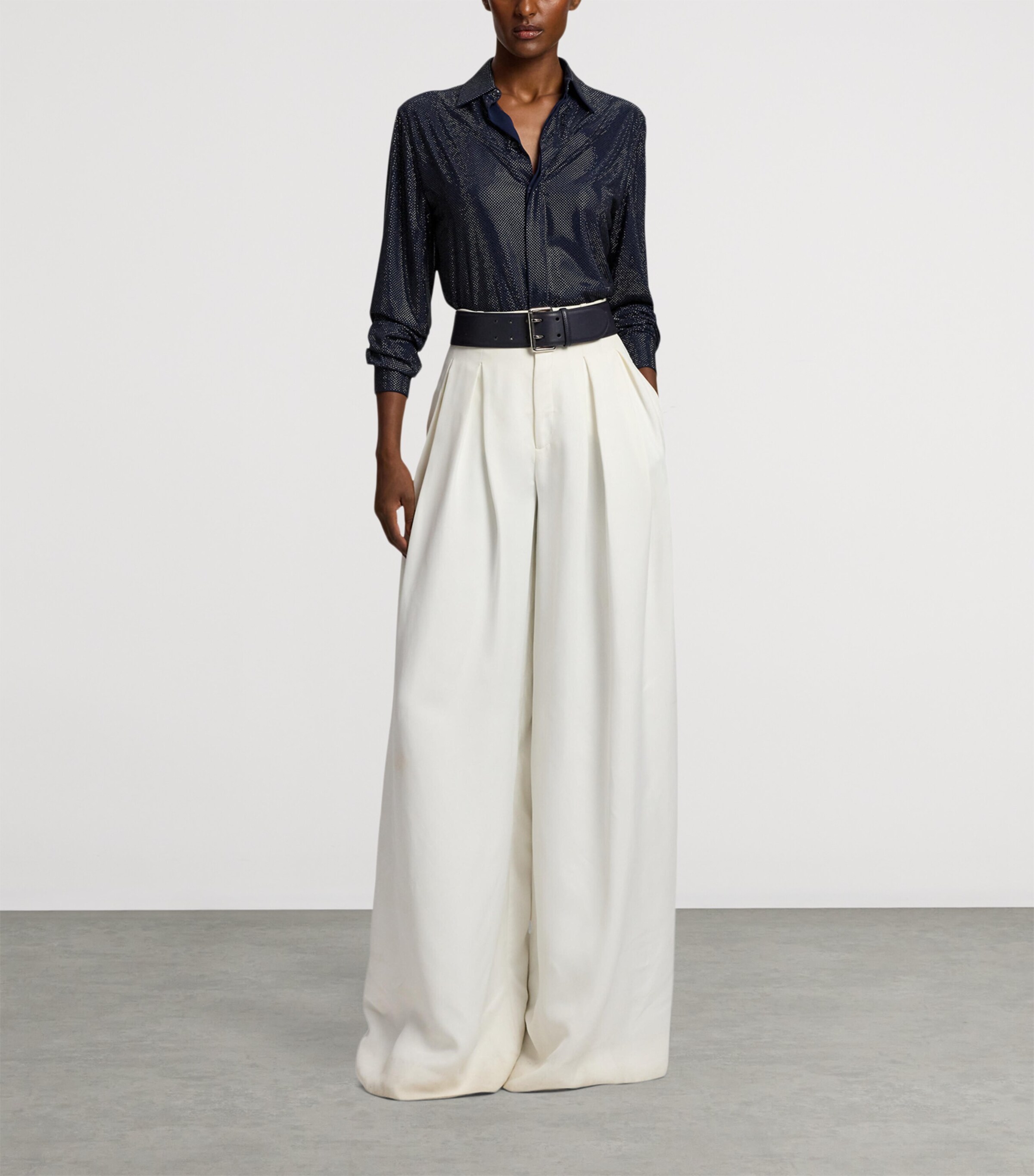 Ralph Lauren Collection Womens Silk Embellished Adrien Shirt Navy Image 6