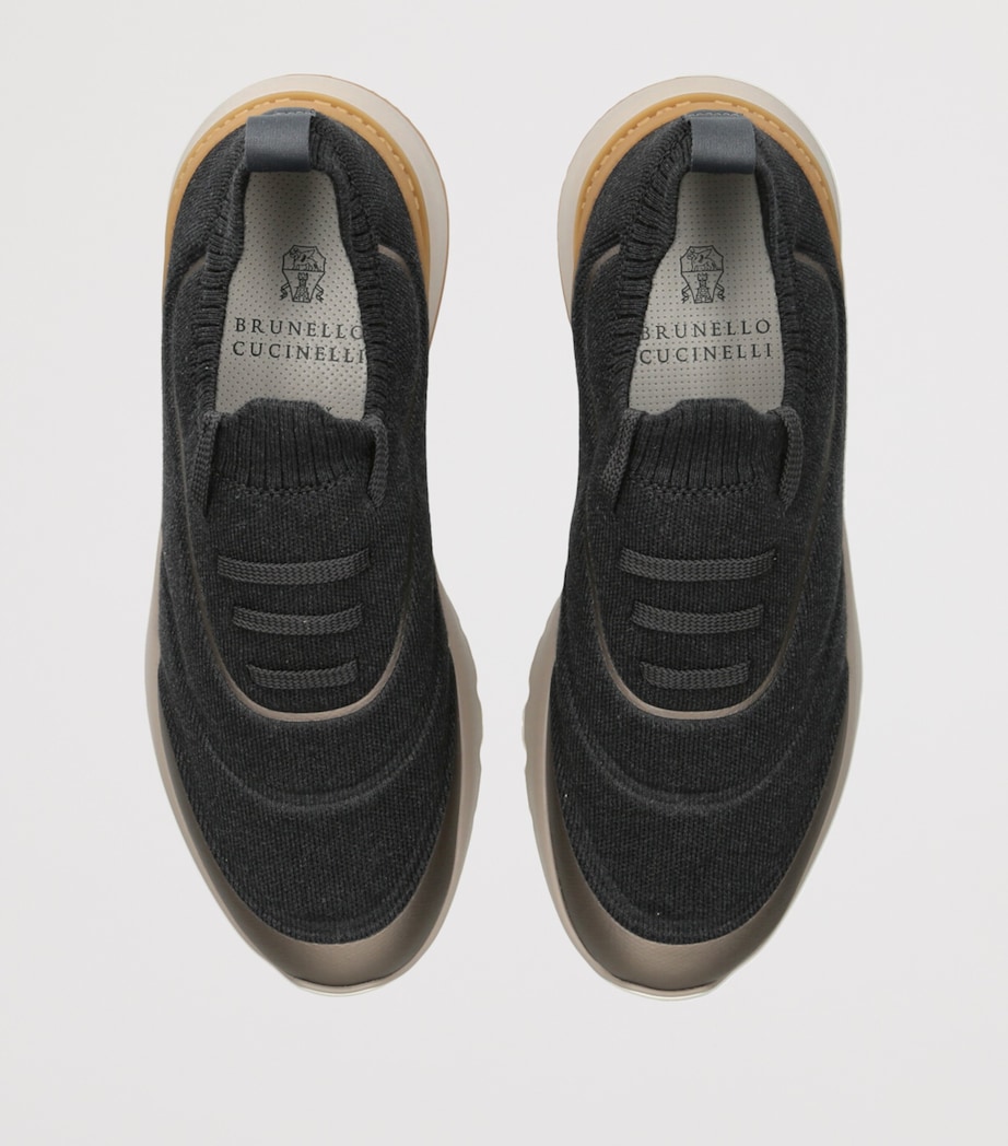 Cotton Knitted Runner Sneakers NAVY Image 4