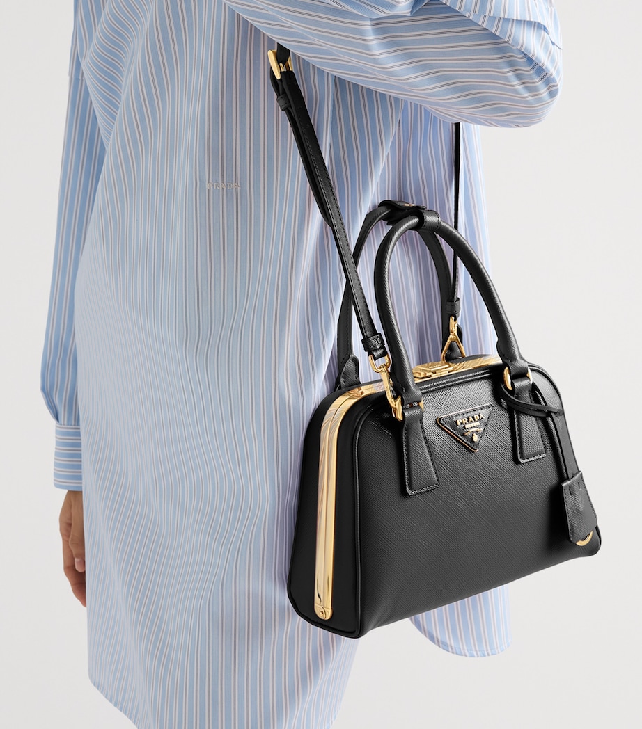 Saffiano Leather Pyramid Top-Handle Bag F0002 Image 8