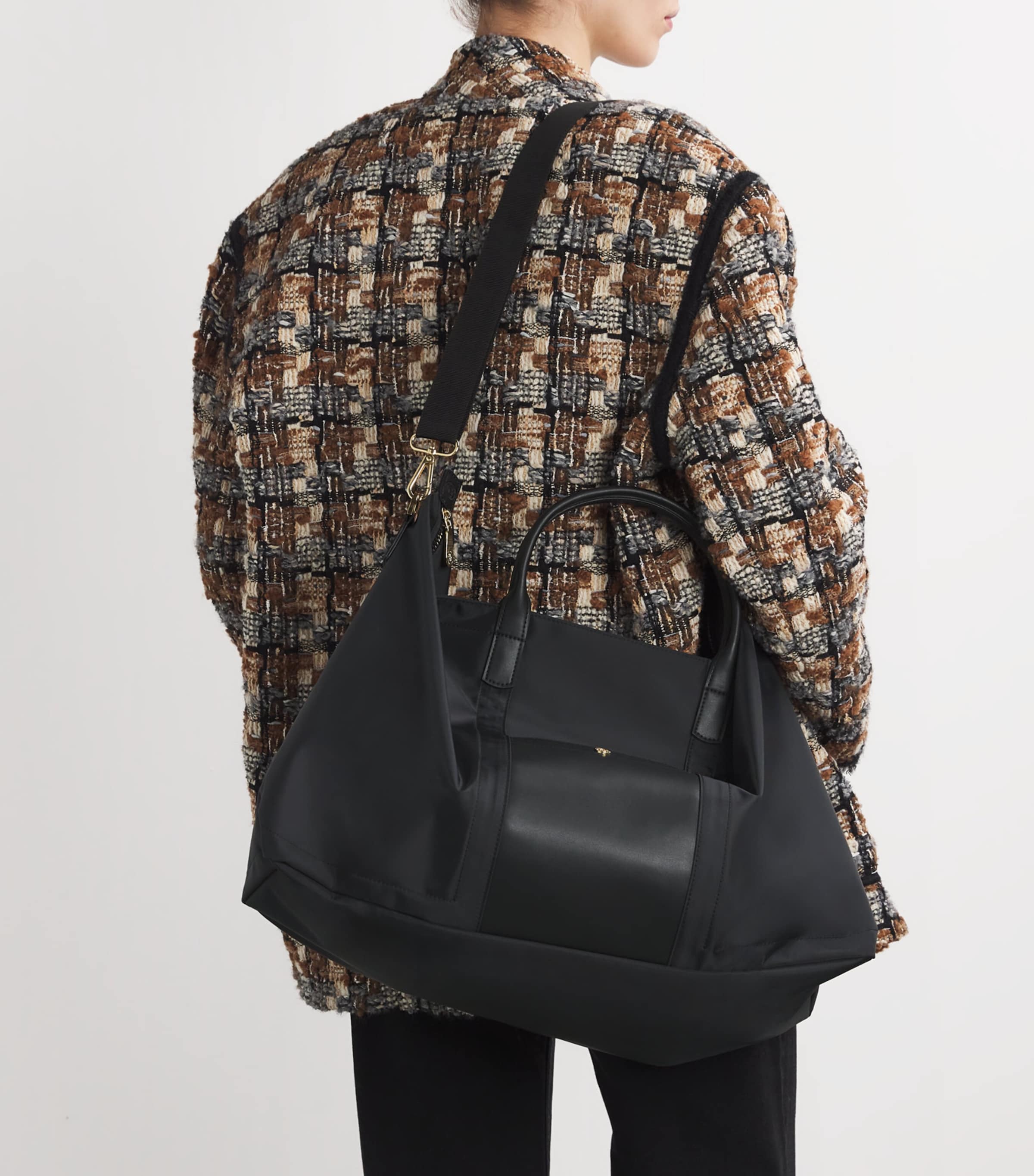 Nylon Overnight Tote Bag BLACK Image 5