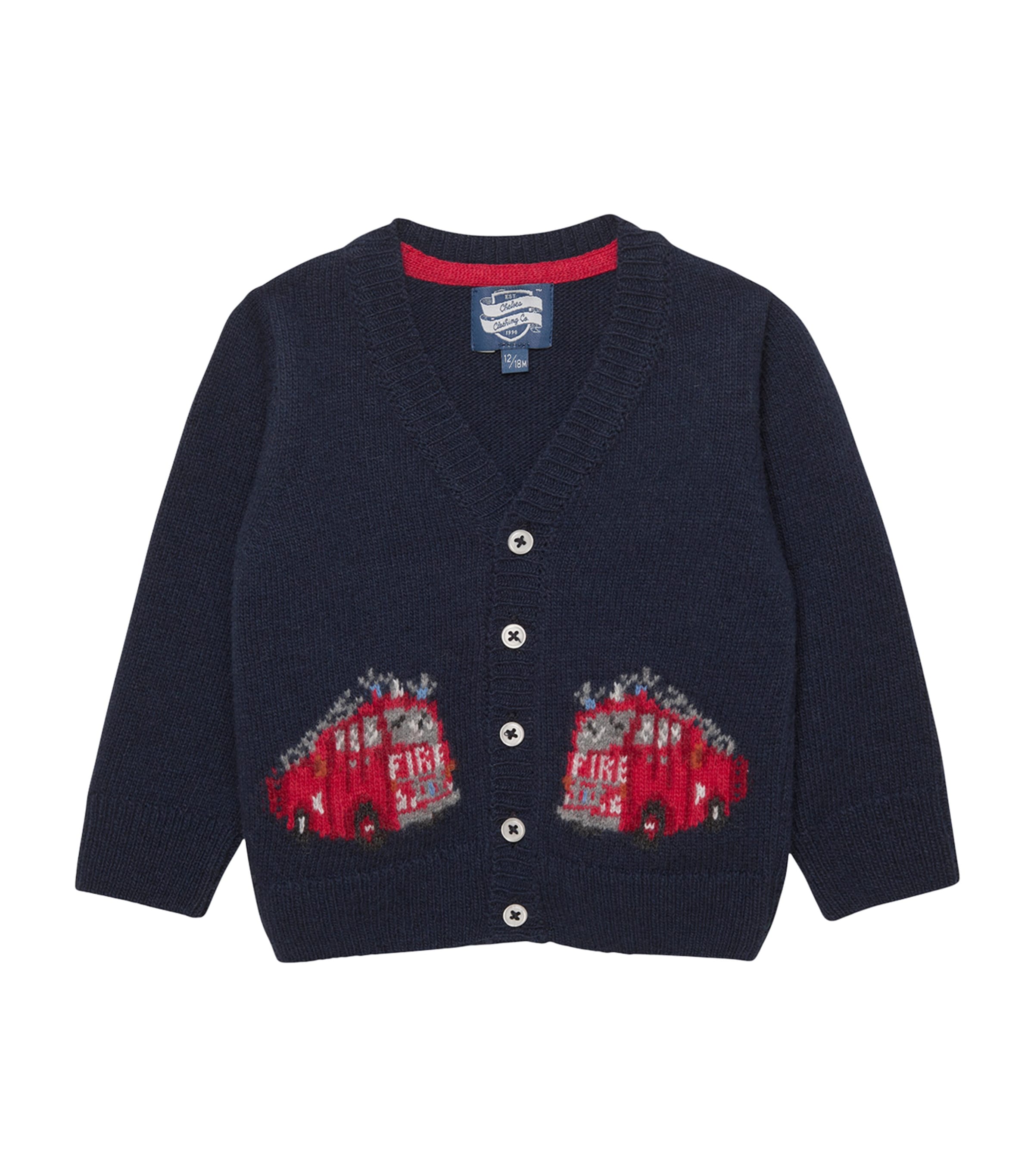 Trotters Wool-blend Fire Engine Cardigan In Blue
