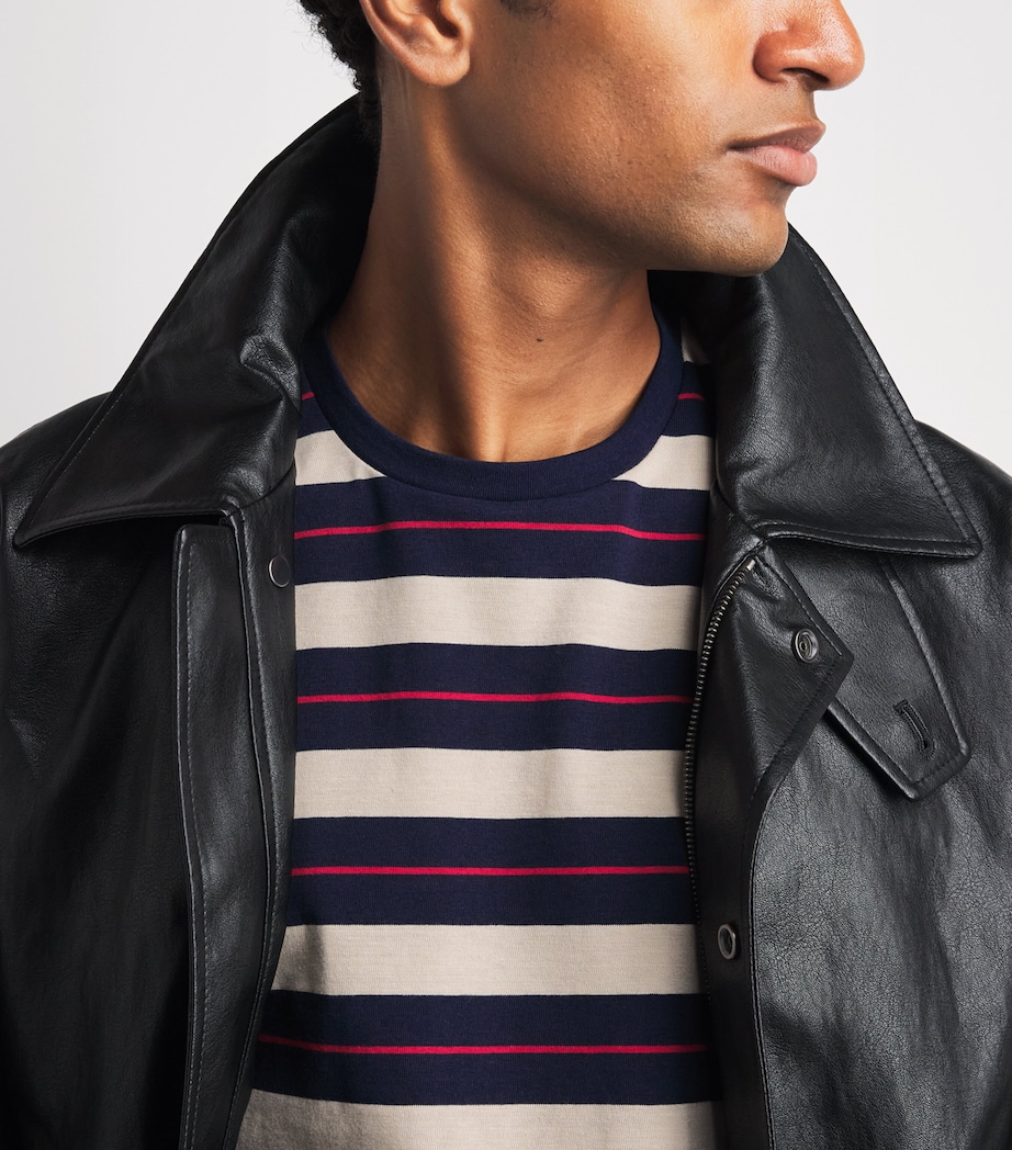System Mens Cotton Stripe Logo T-Shirt Dark Navy Image 3